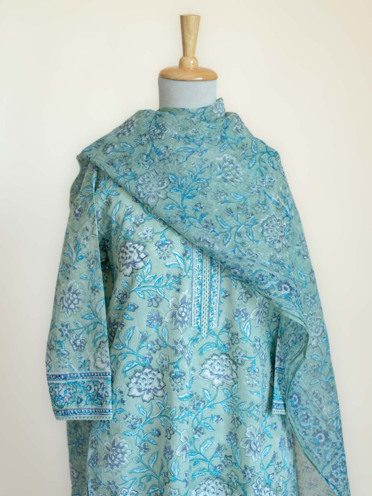 Marwa Cotton Block Printed Straight Suit Set