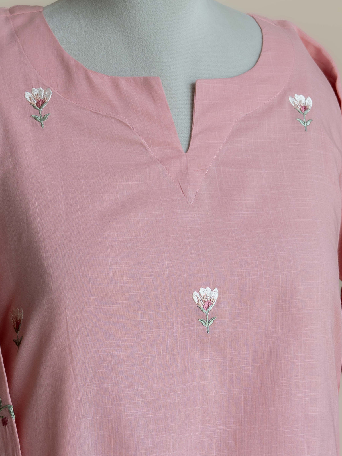Akira Cotton Slub Embroidered A-Line Suit Set