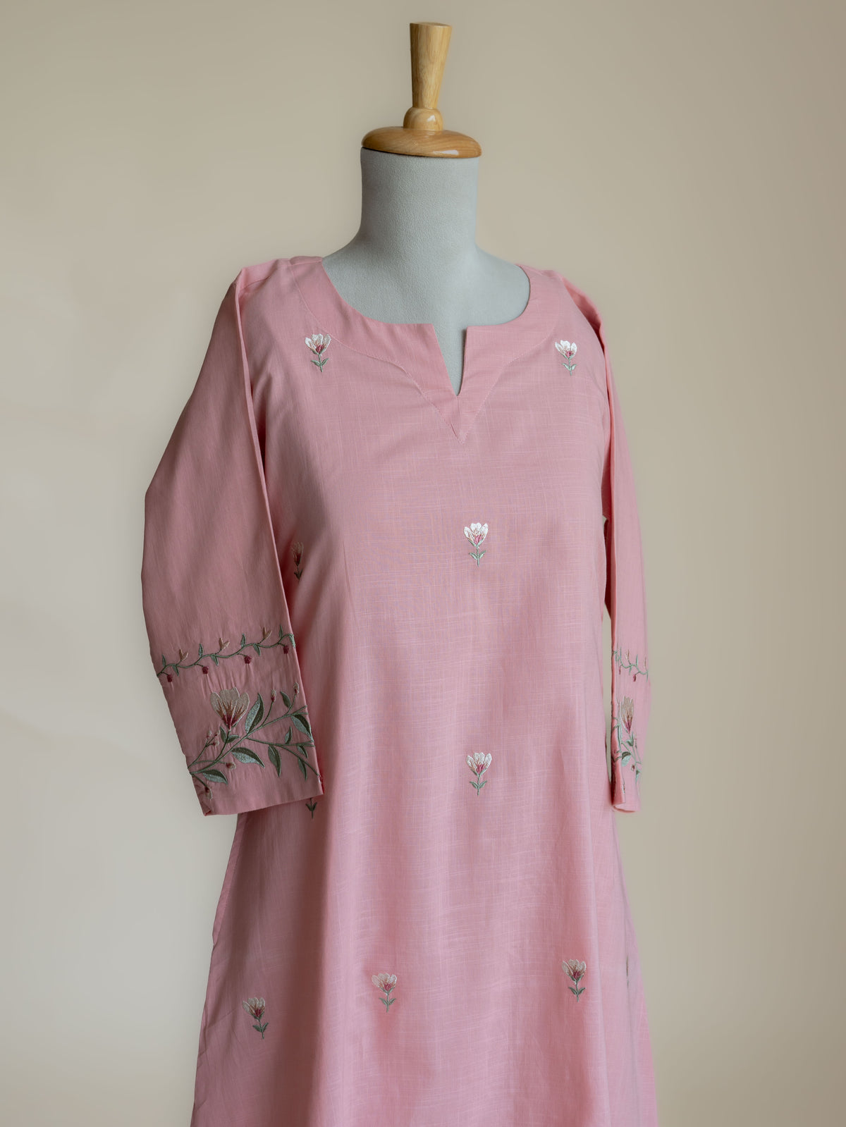 Akira Cotton Slub Embroidered A-Line Suit Set