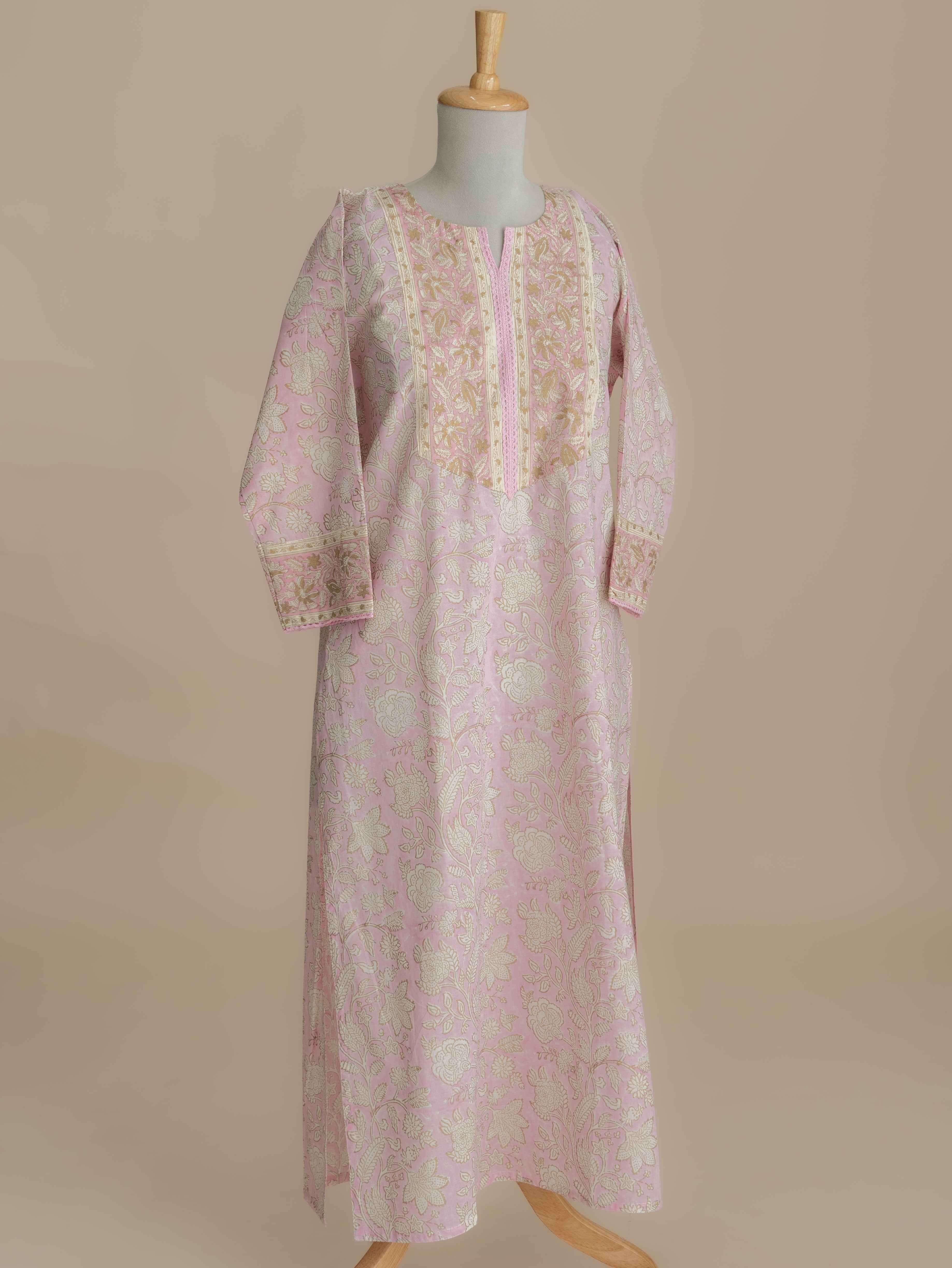 Yuna Cotton Block Printed Straight Kurta