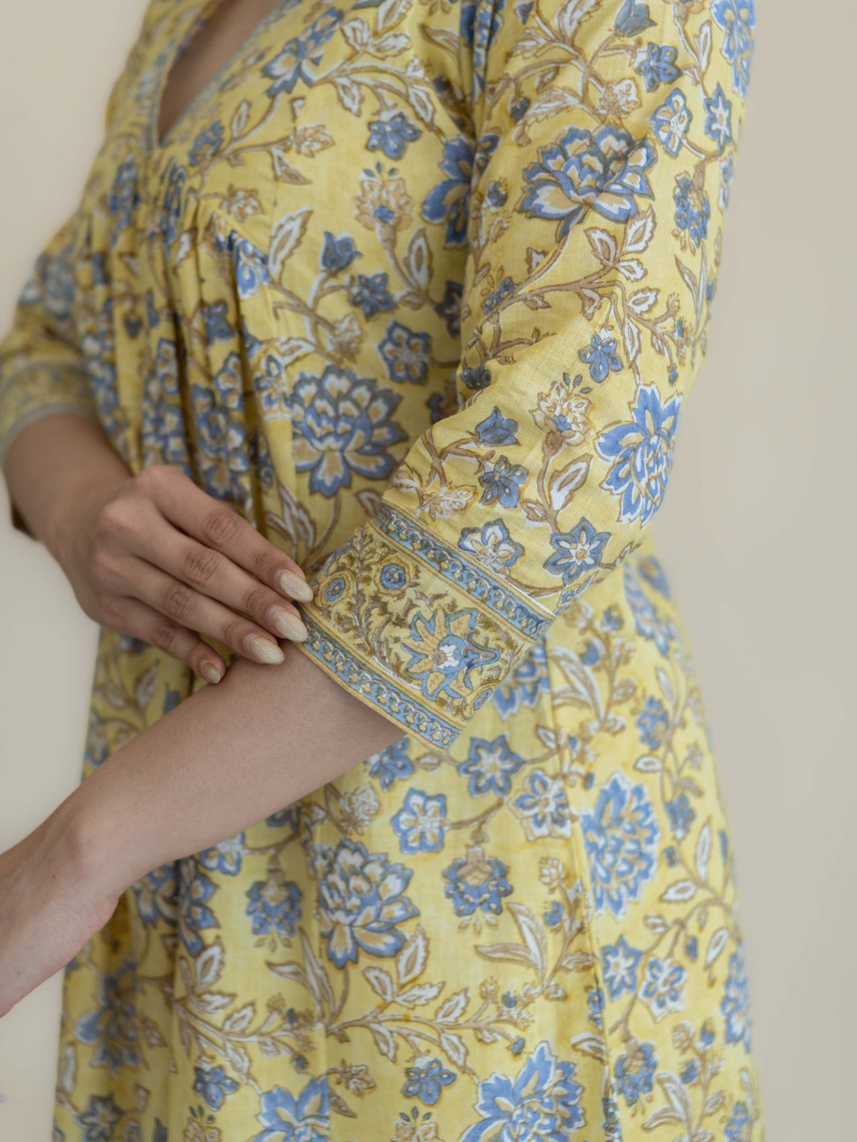 Niza Cotton Block Printed A-Line Suit Set
