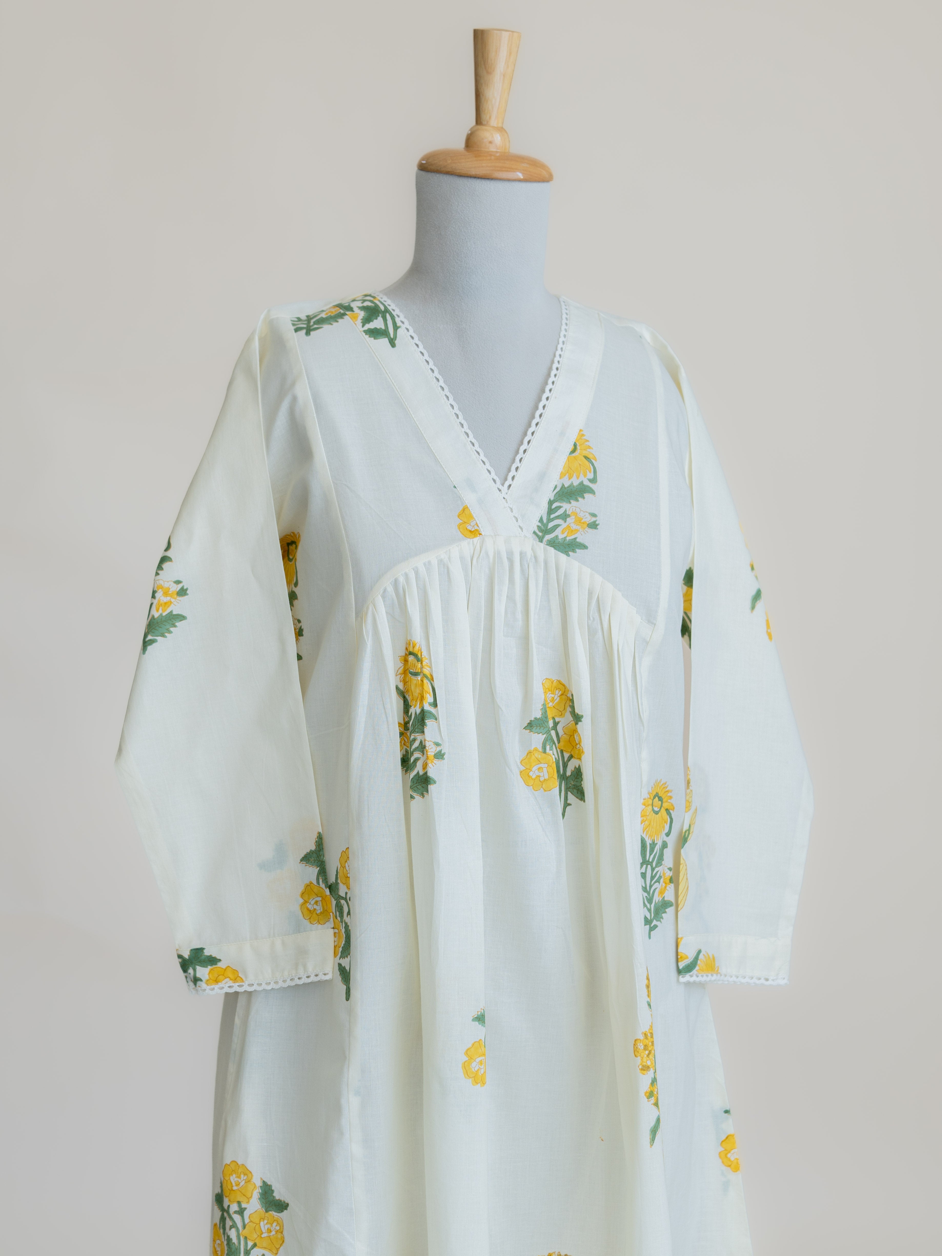 Lisha Cotton Block Printed A-Line Suit Set