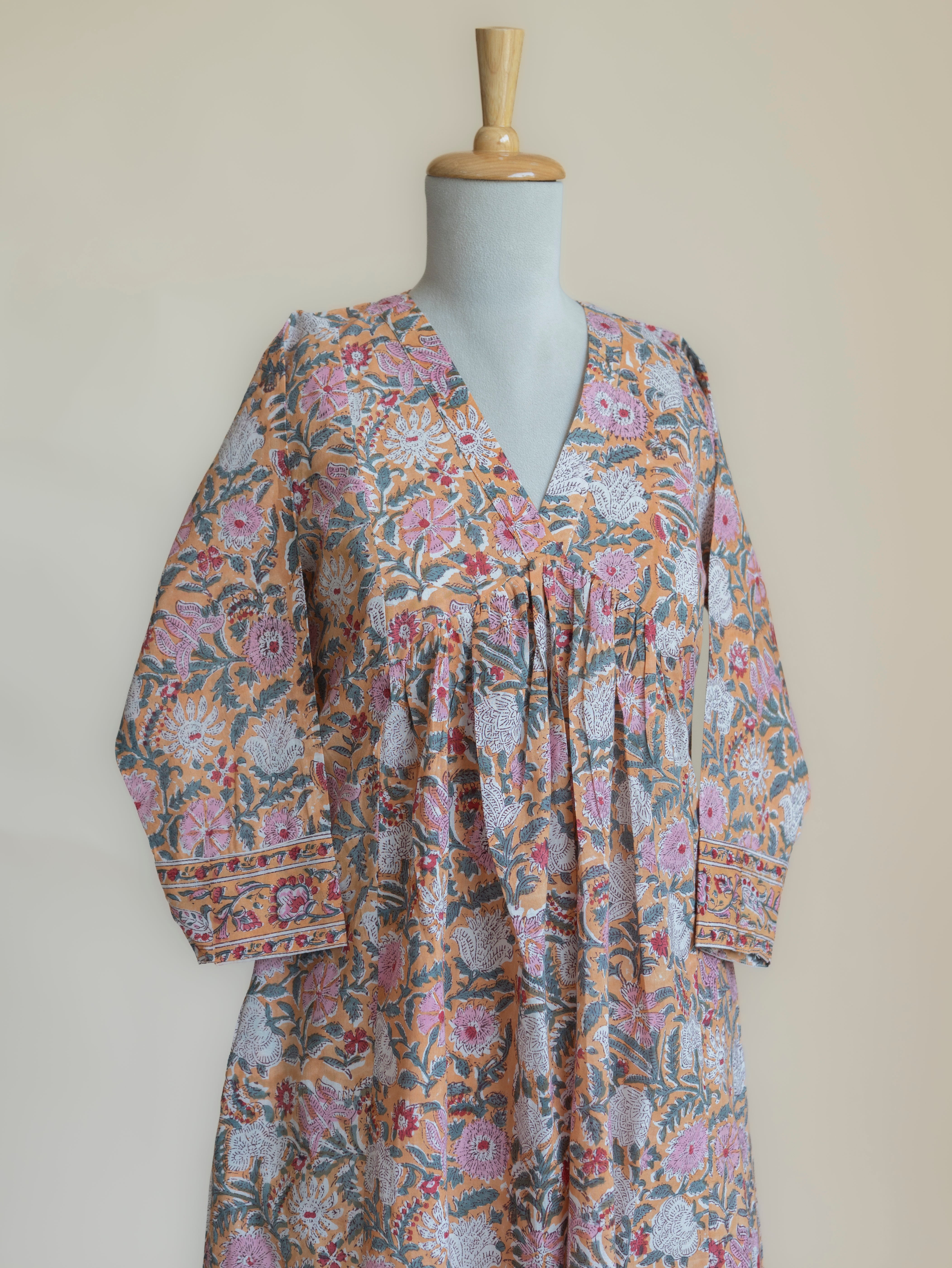 Soreya Cotton Block Printed A-Line Kurta