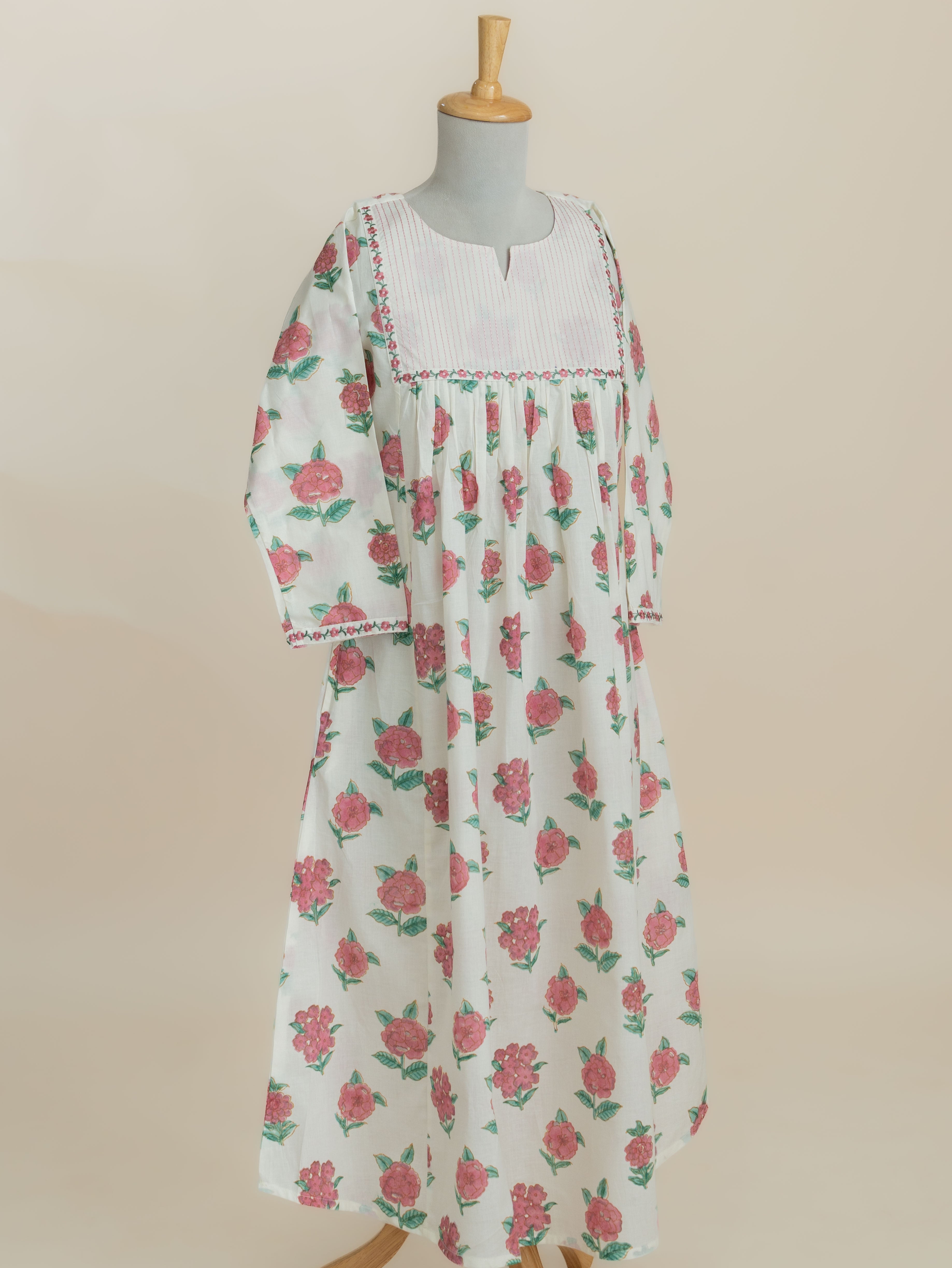 Areej Cotton Block Printed A-Line Kurta