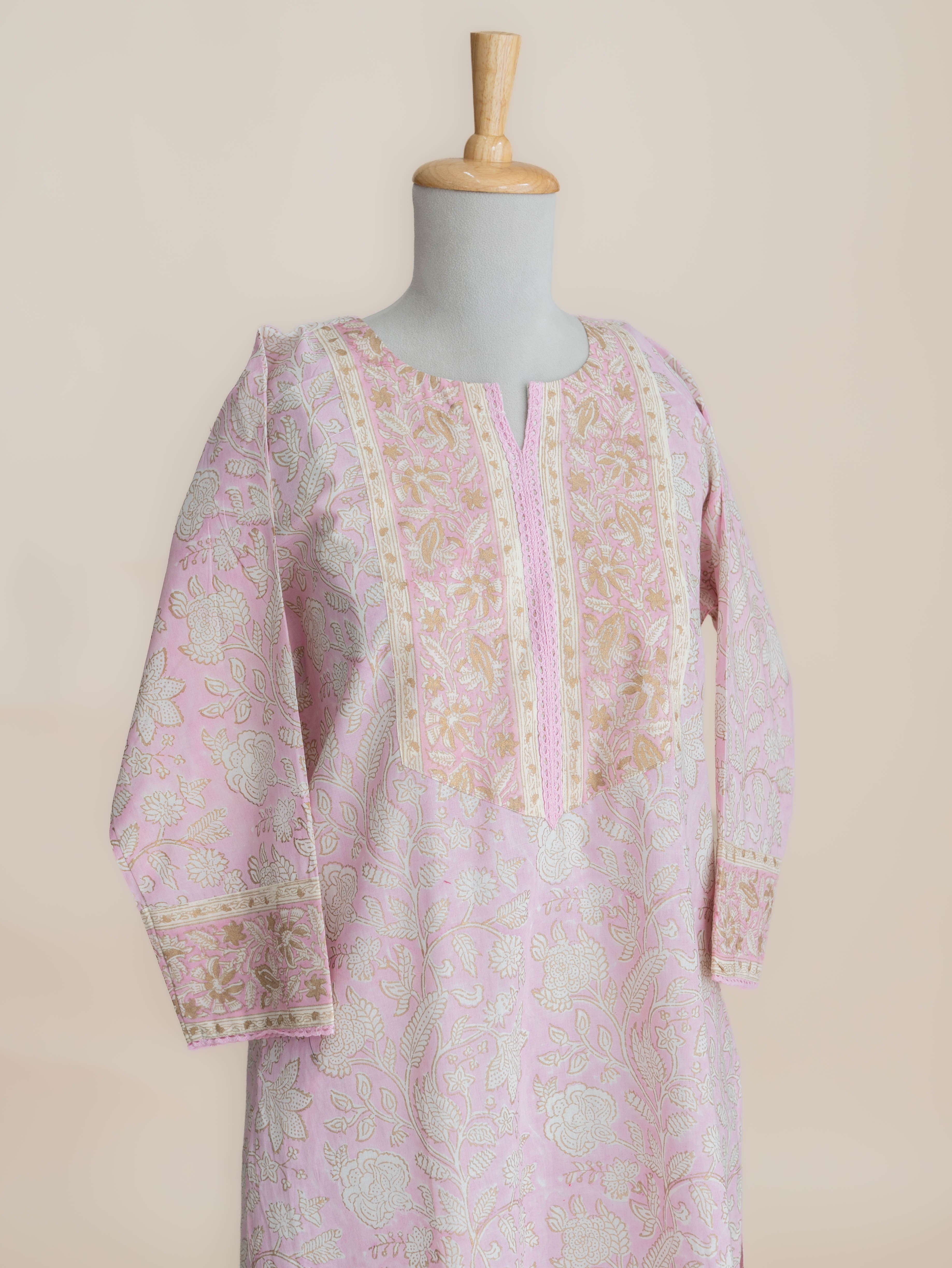 Yuna Cotton Block Printed Straight Kurta