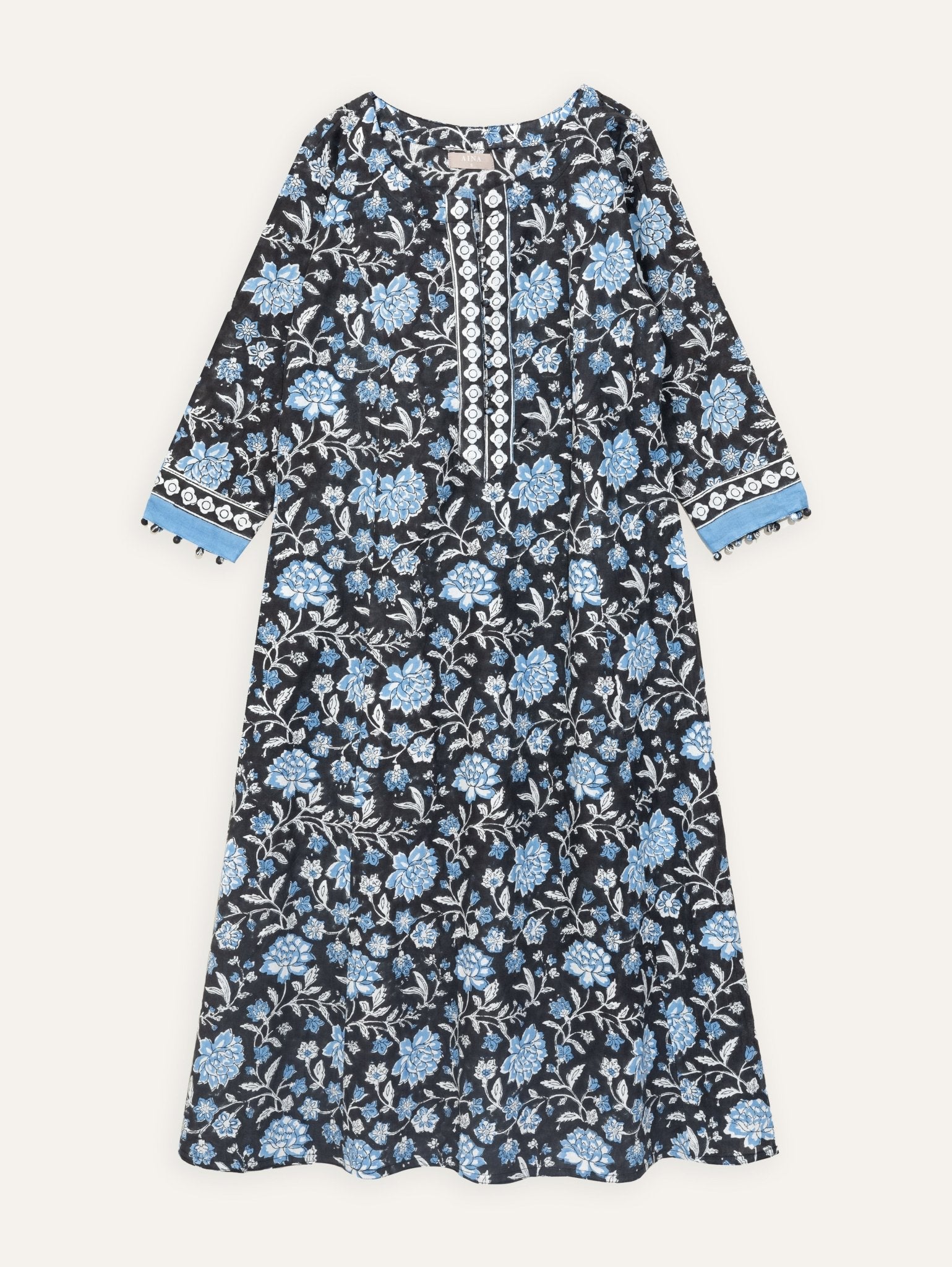 Aarabhi Cotton Block Printed A - Line Kurta - AINA