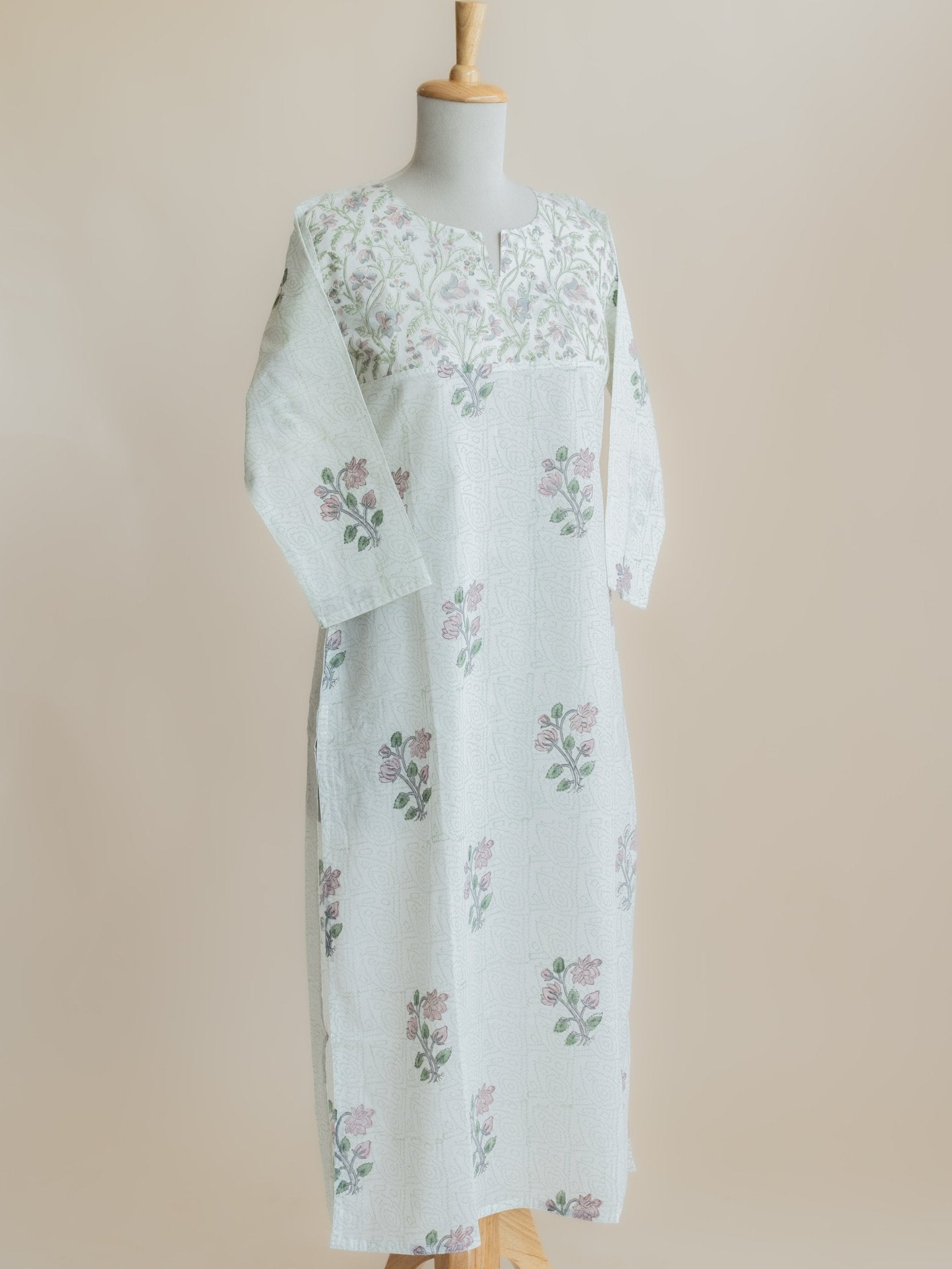 Aashini Cotton Block Printed Straight Kurta - AINA