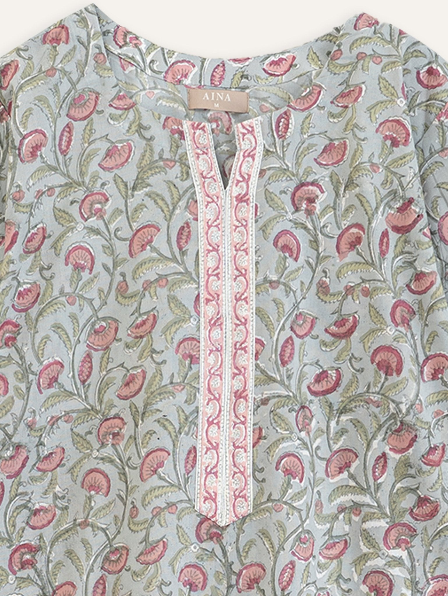 Aashna Cotton Block Printed Straight Kurta - AINA
