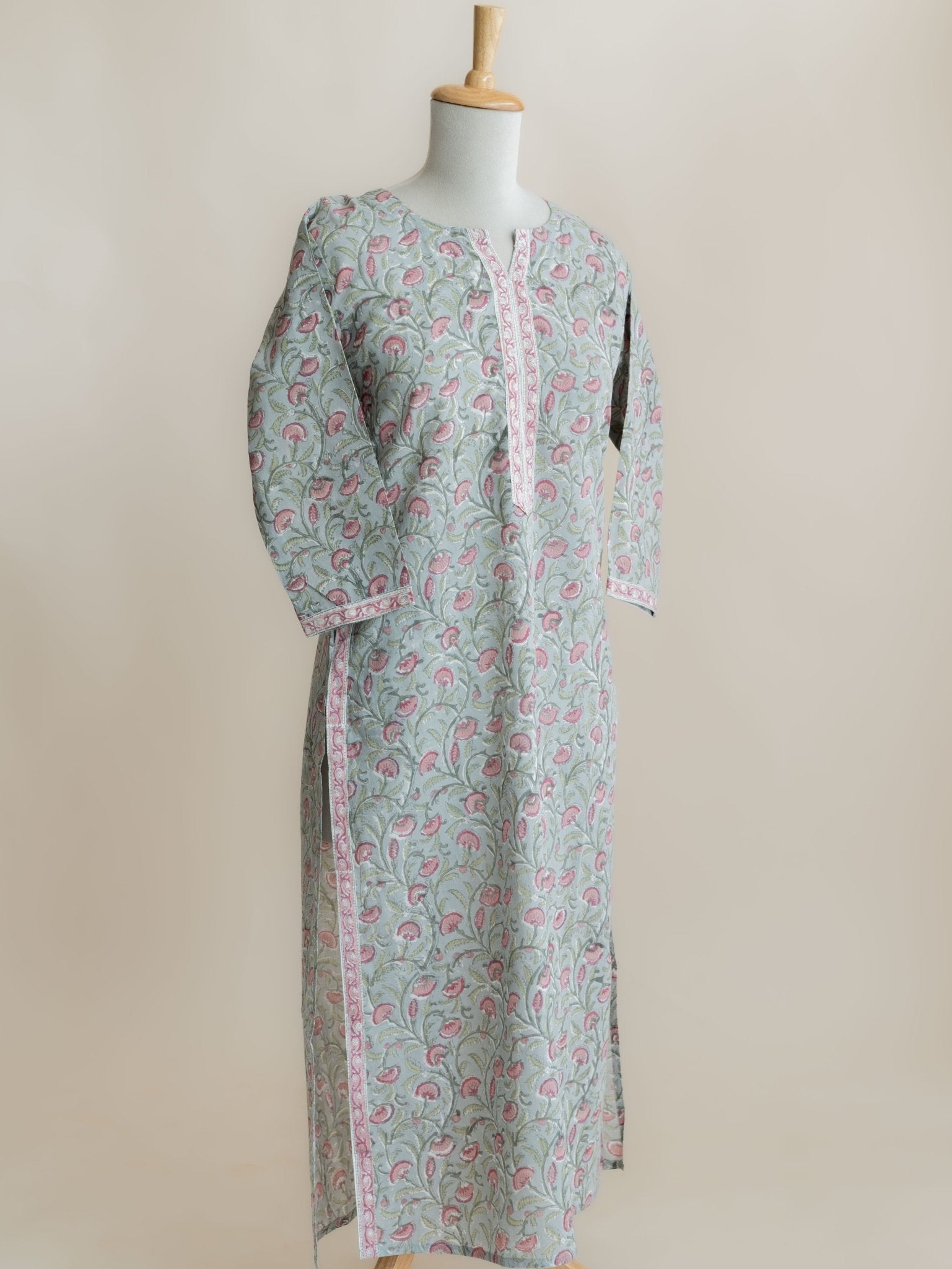 Aashna Cotton Block Printed Straight Kurta - AINA