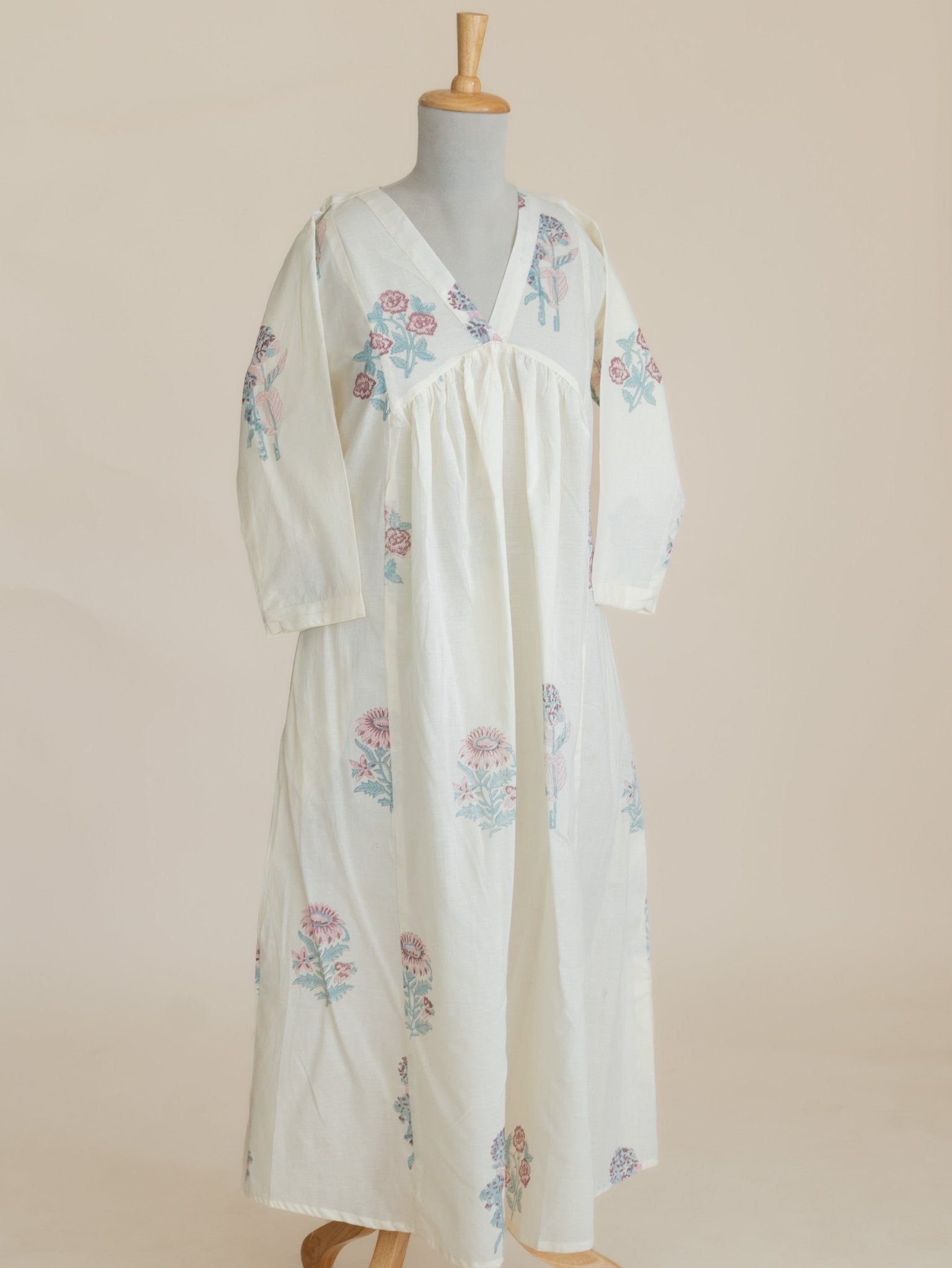 Aavira Cotton Block Printed A-Line Kurta - AINA