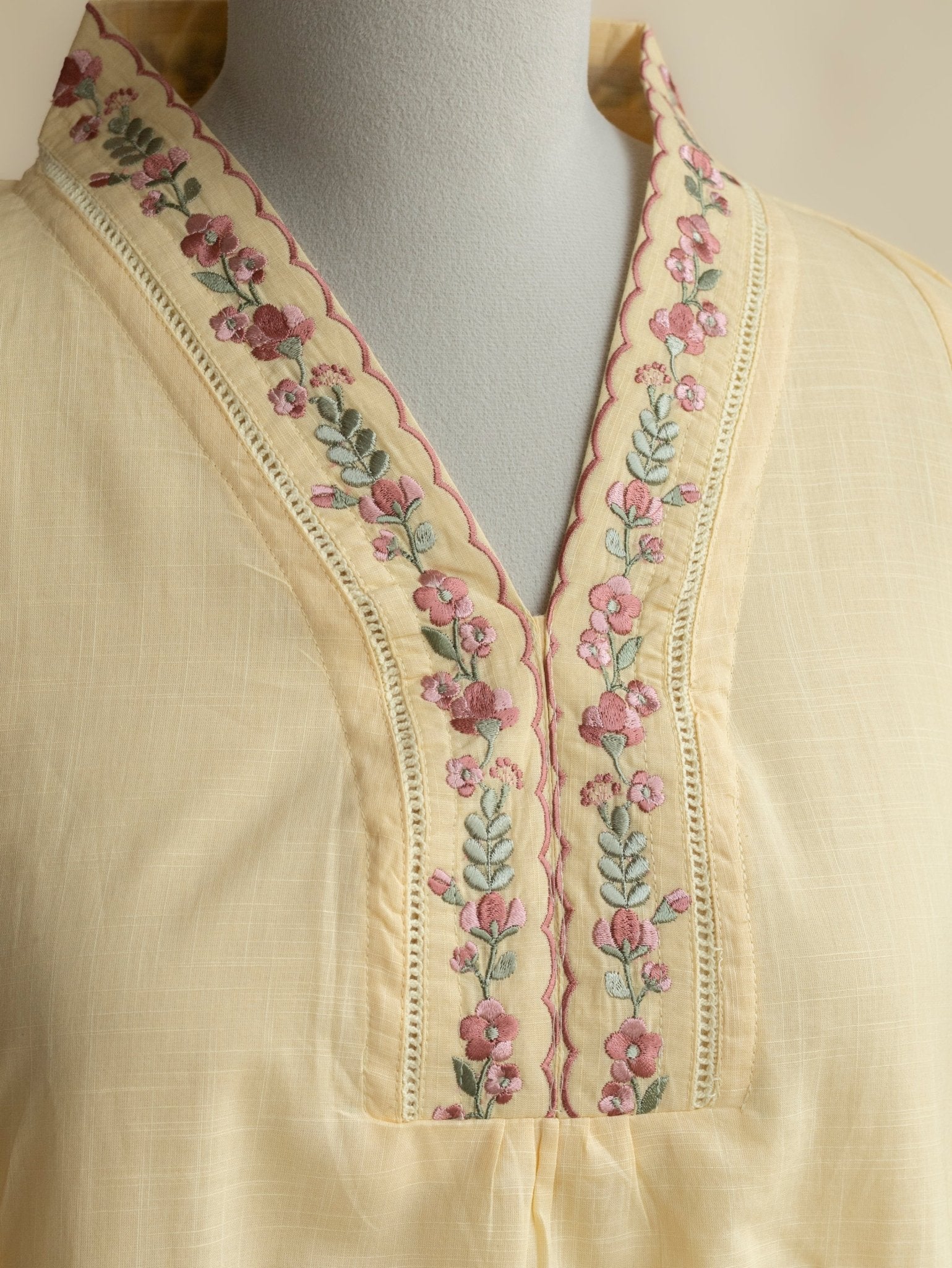 Abeer Cotton Embroidered A - Line Kurta - AINA