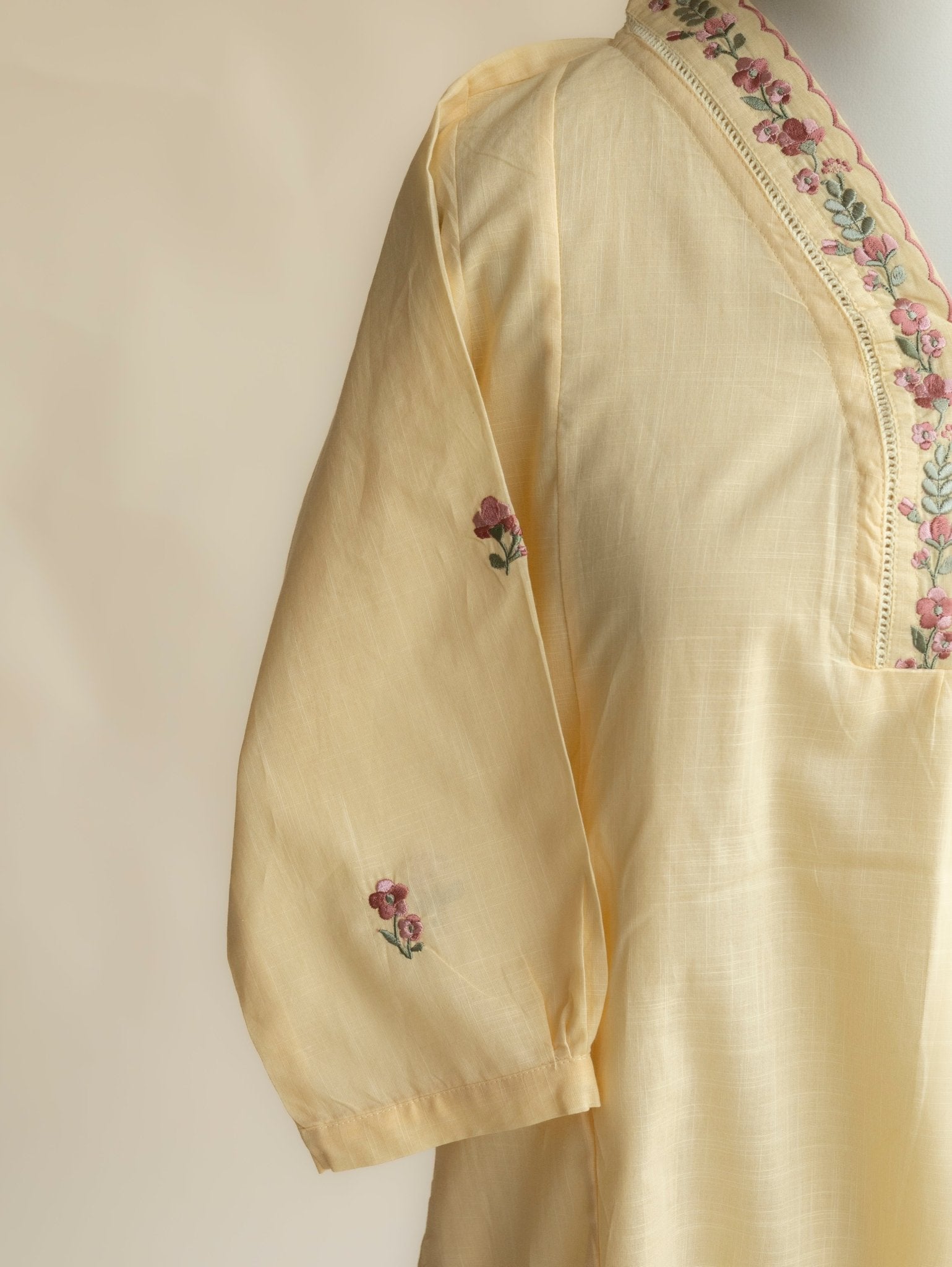Abeer Cotton Embroidered A - Line Kurta - AINA