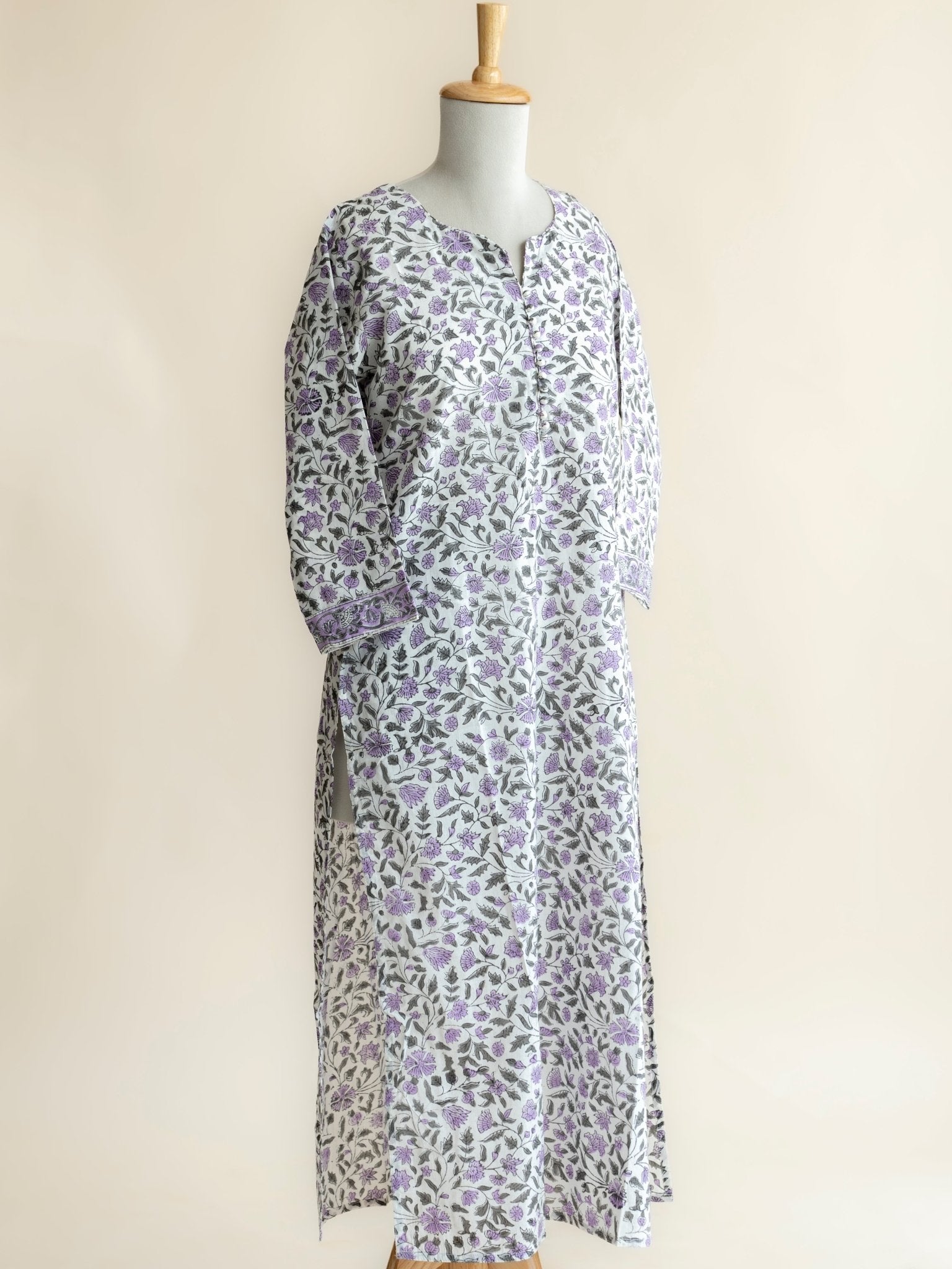 Abirami Cotton Block Printed Straight Kurta - AINA