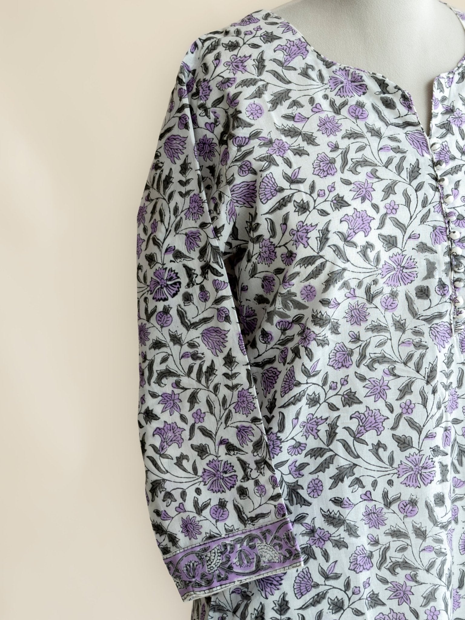 Abirami Cotton Block Printed Straight Kurta - AINA