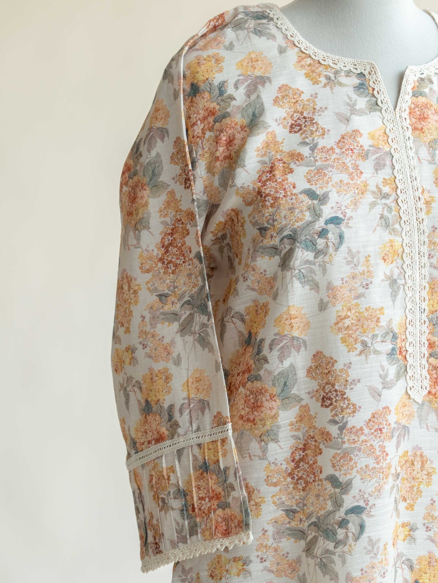 Adira Cotton Linen Digital Print Straight Kurta - AINA