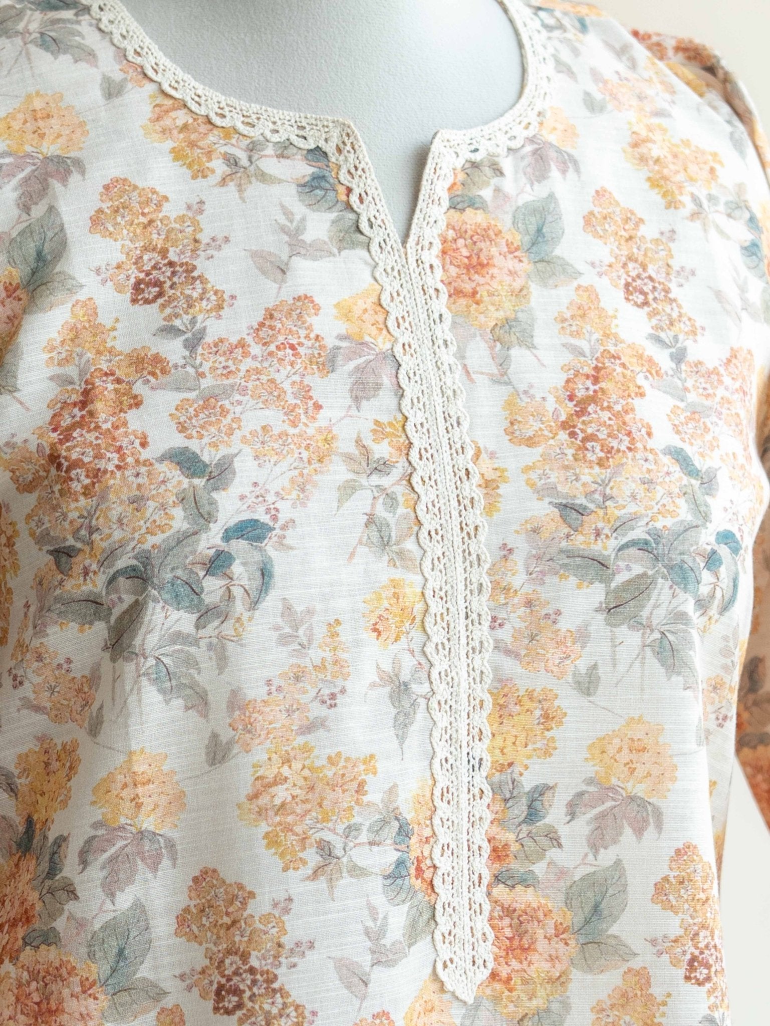 Adira Cotton Linen Digital Print Straight Kurta - AINA