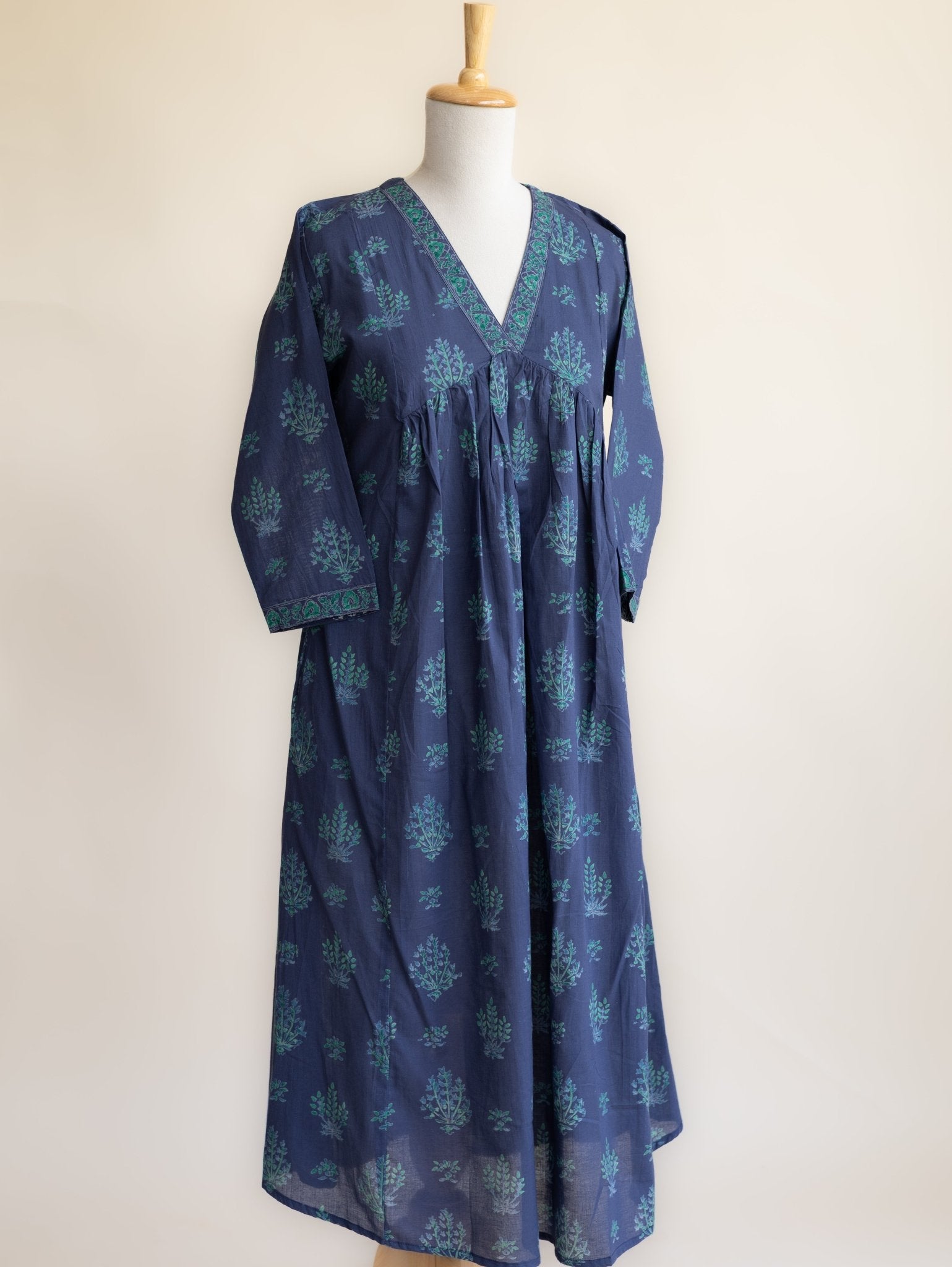 Advika Cotton Block Printed A - Line Kurta - AINA