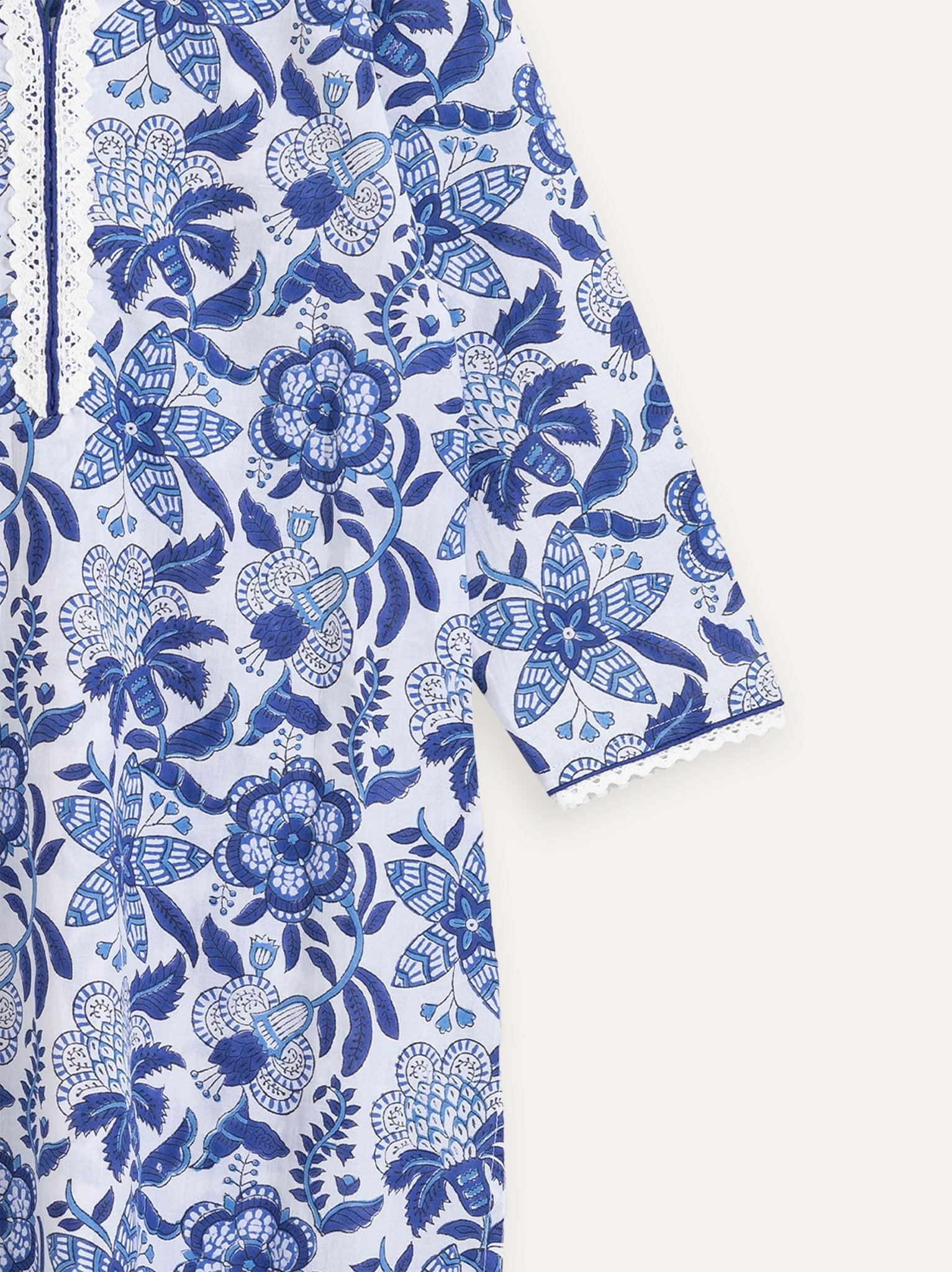 Afreen Cotton Block Printed Straight Kurta - AINA