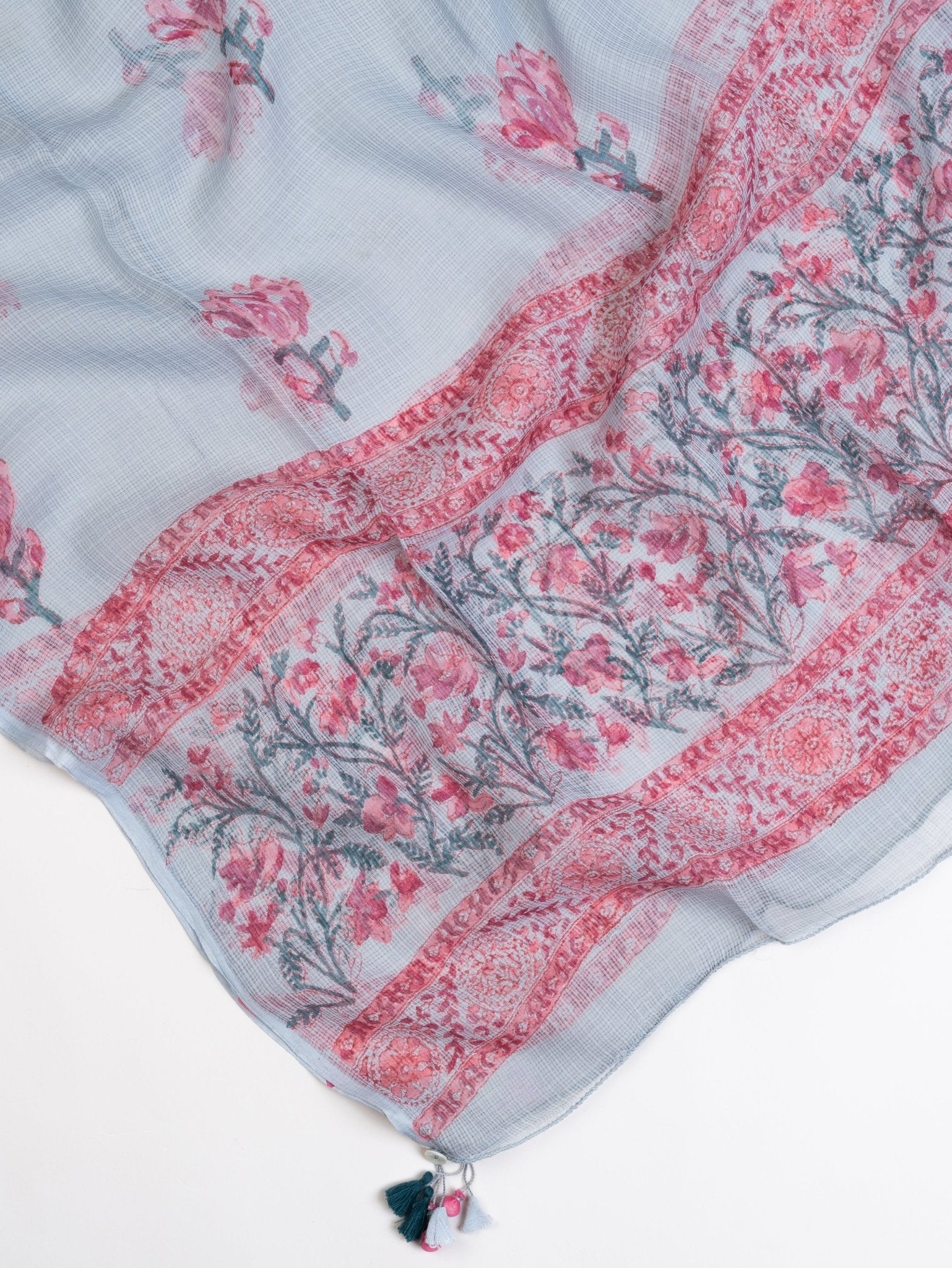 Afrin Kota Doria Block Printed Dupatta - AINA