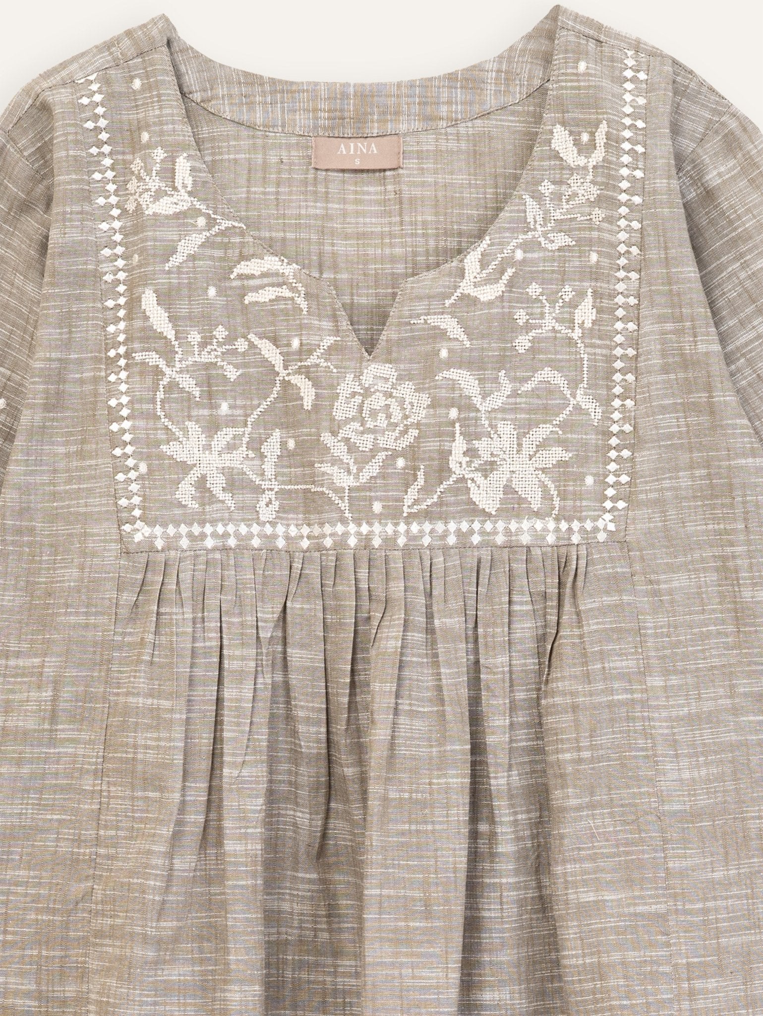 afsa Cotton Handloom Embroidered A - Line Kurta - AINA
