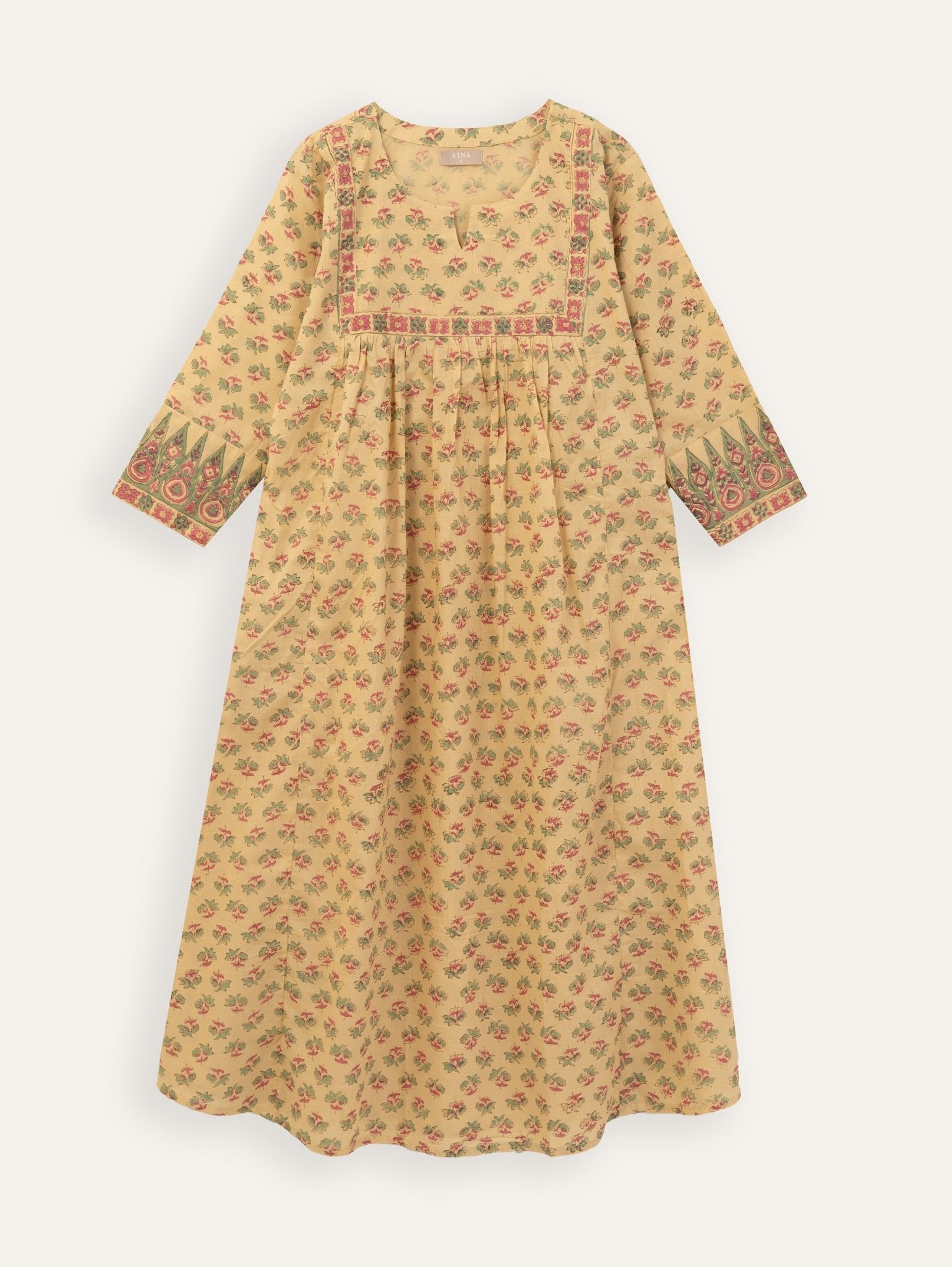 Afsana Cotton Block Printed A - Line Kurta - AINA