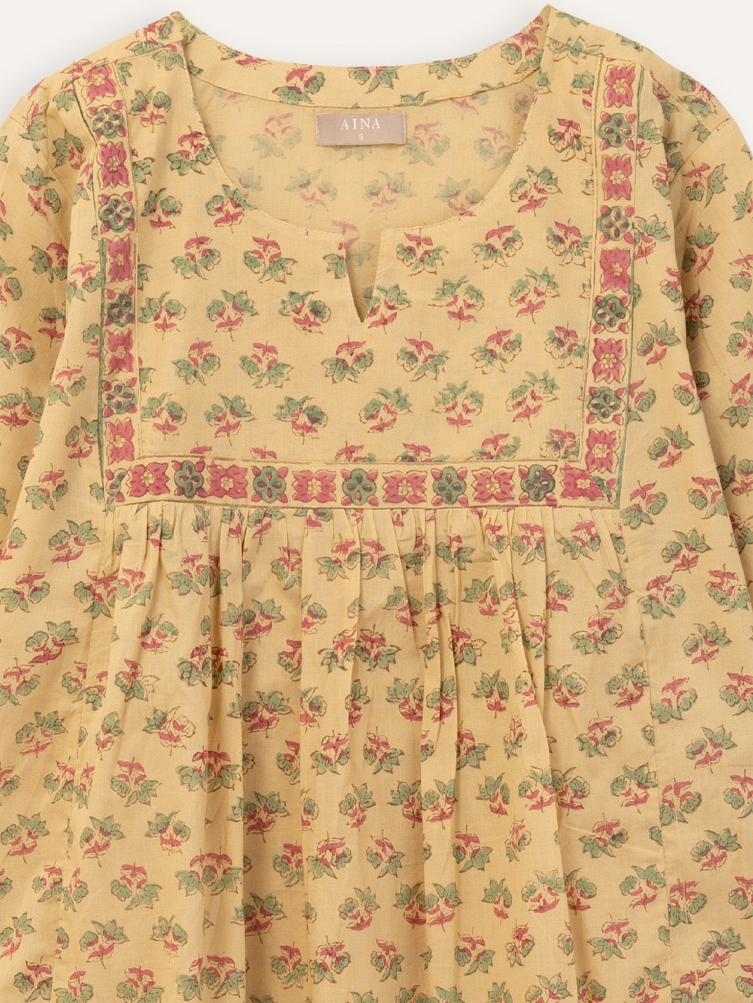 Afsana Cotton Block Printed A - Line Kurta - AINA