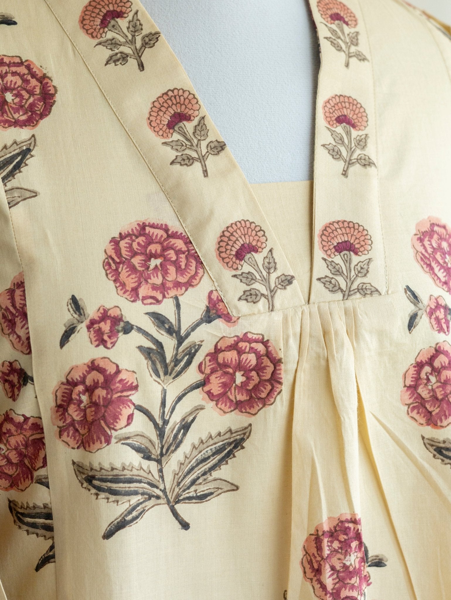 Agastha Cotton Block Printed A - Line Kurta - AINA