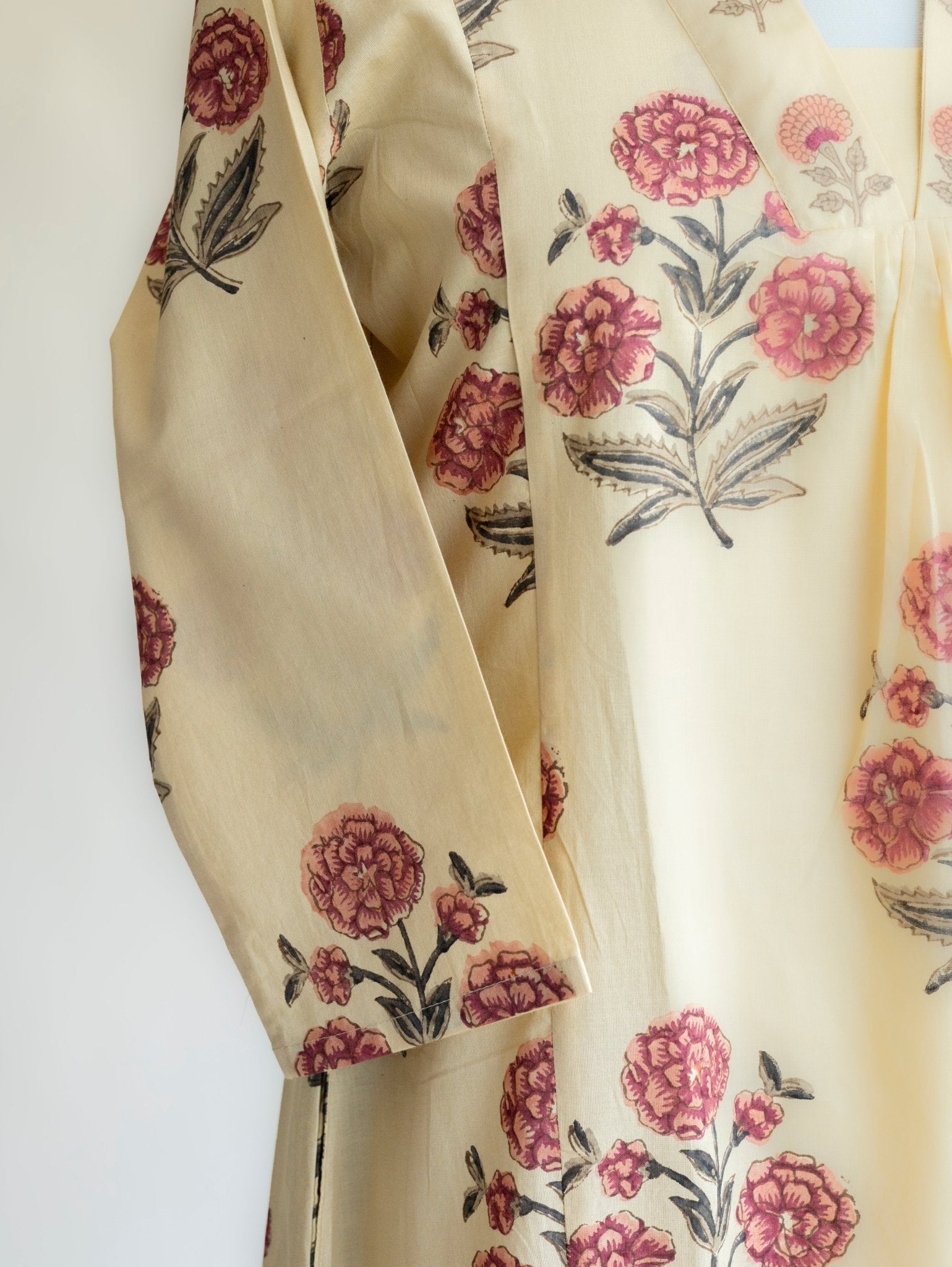 Agastha Cotton Block Printed A - Line Kurta - AINA