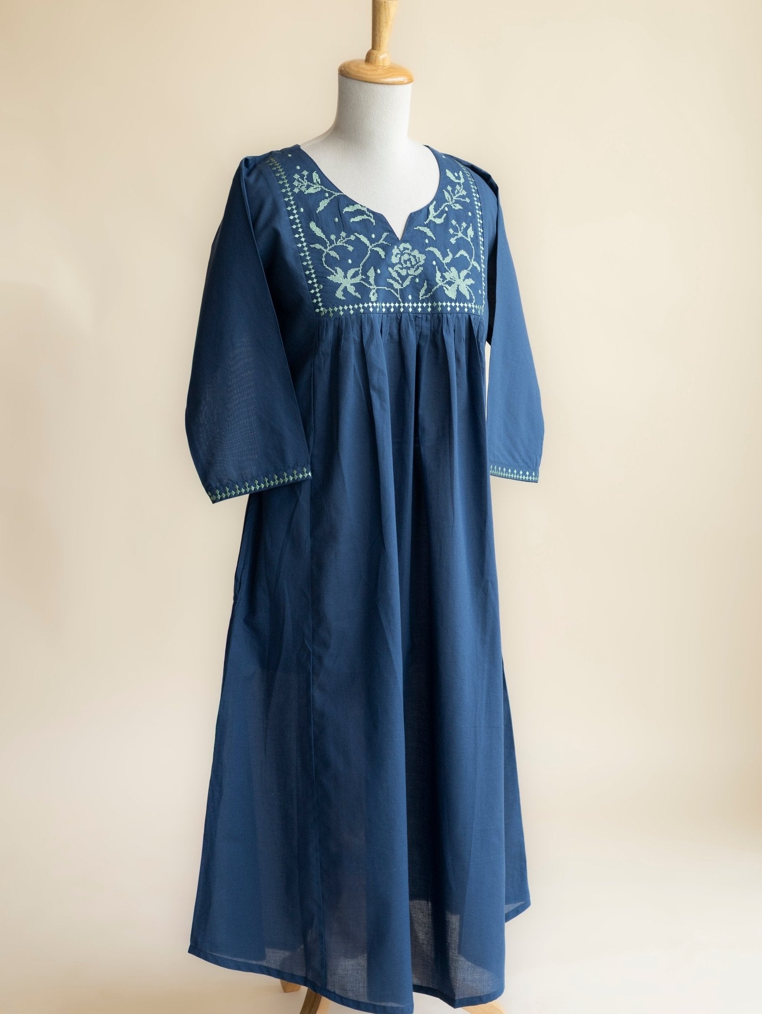 Ahanya Cotton Embroidered A - Line Kurta - AINA