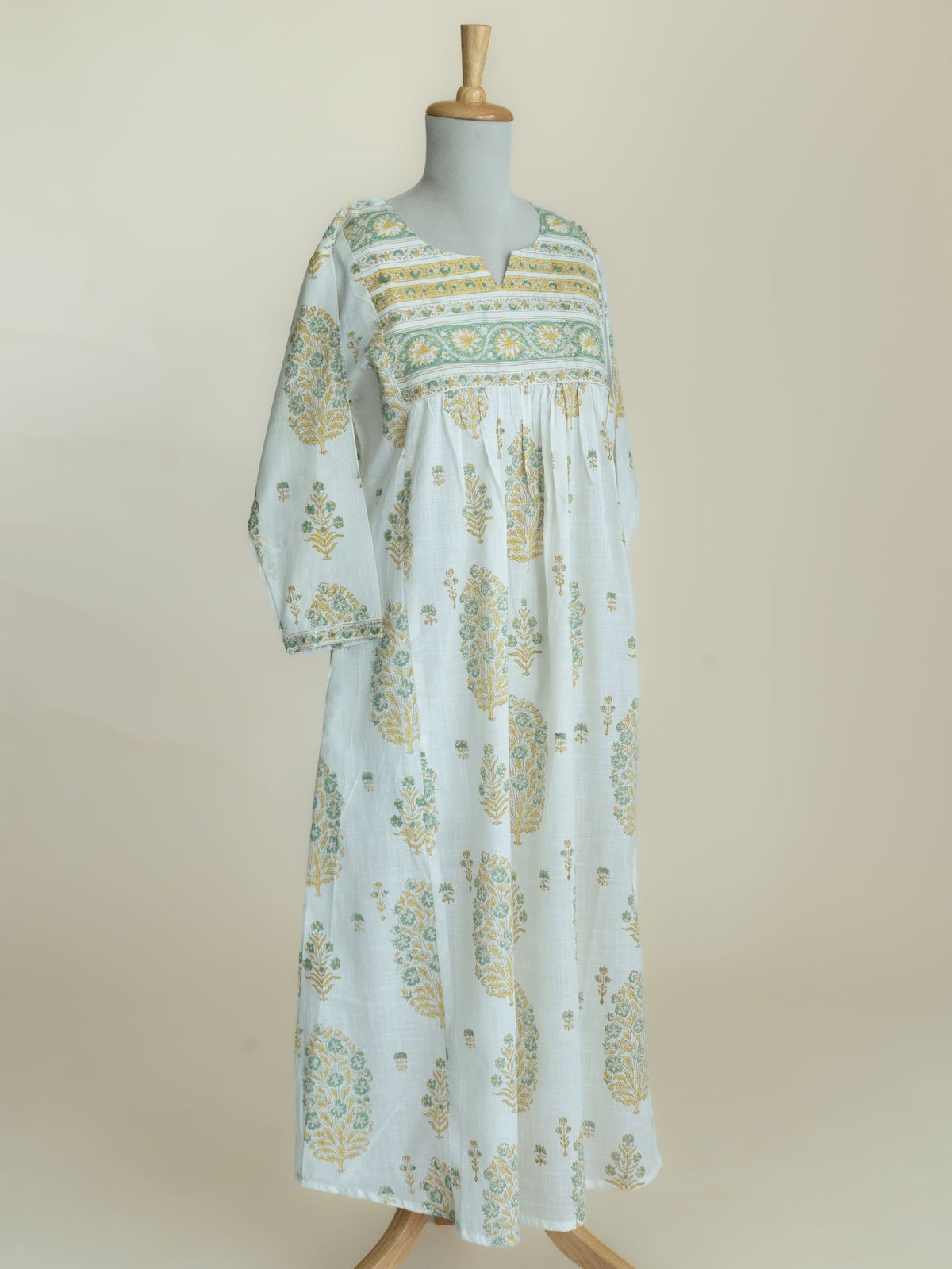 Ahlya Cotton Slub Block Printed A-Line Kurta - AINA