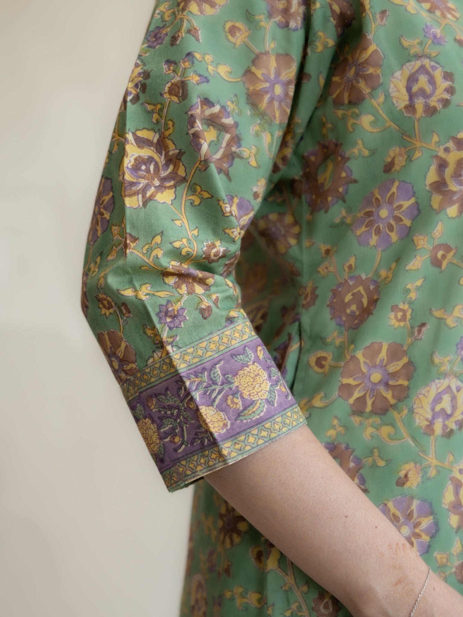 Ahna Cotton Block Printed Straight Suit Set - AINA