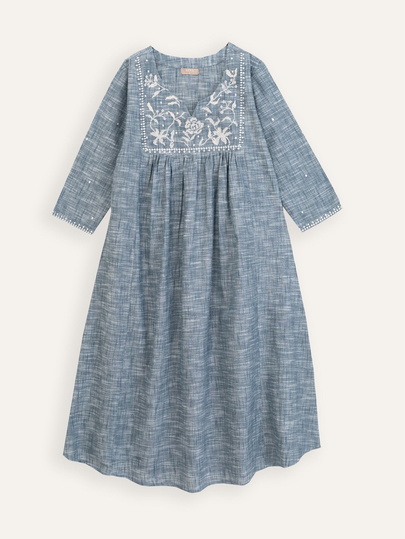 Ahura Cotton Handloom Embroidered A - Line Kurta - AINA