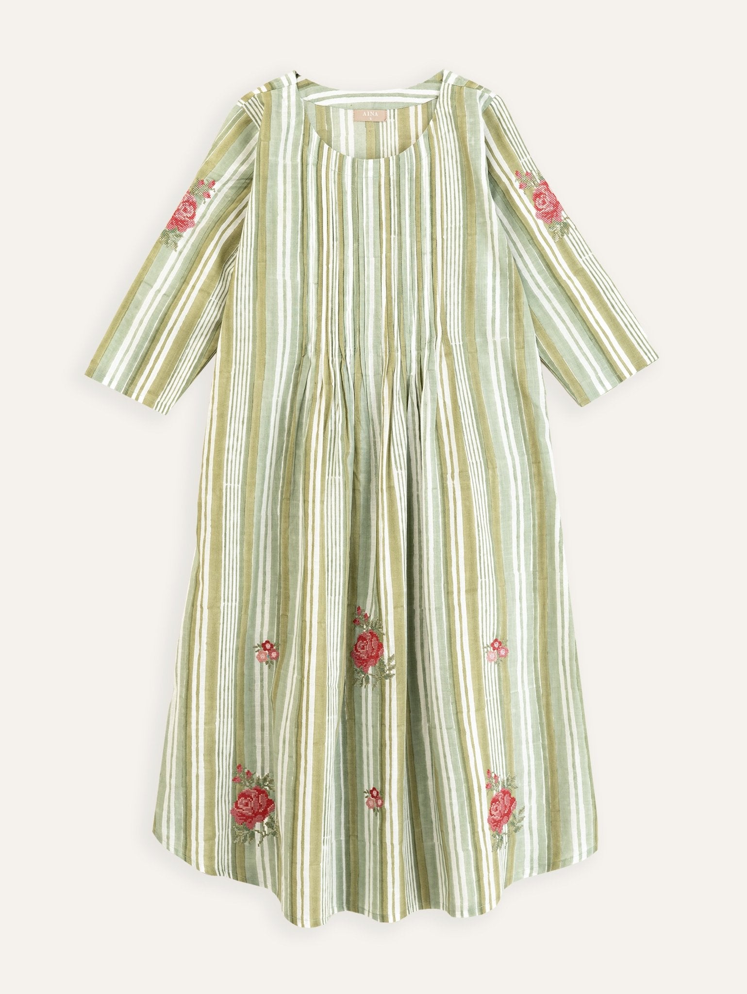 Aima Cotton Block Printed Embroidered A - Line Kurta - AINA