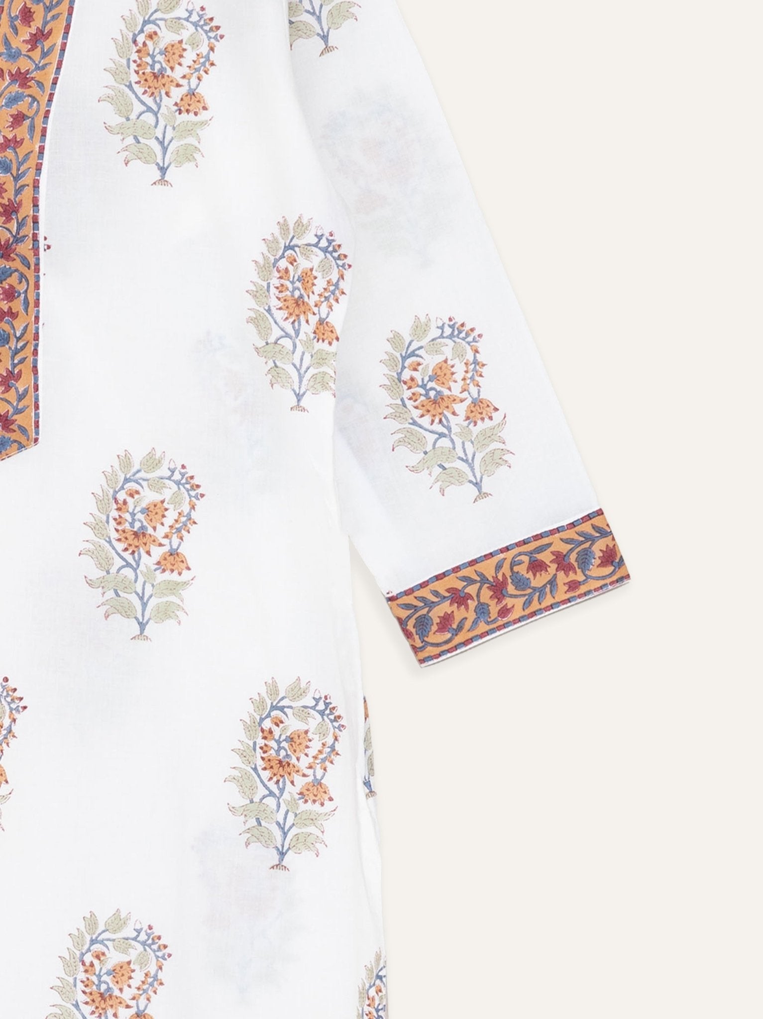Aisha Cotton Block Printed Straight Kurta - AINA