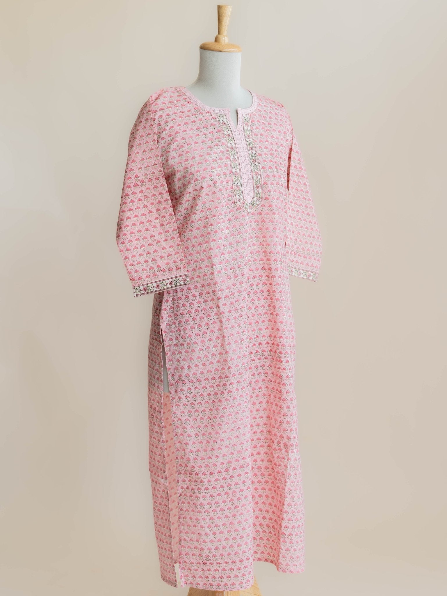 Ajisa Cotton Block Printed Straight Kurta - AINA