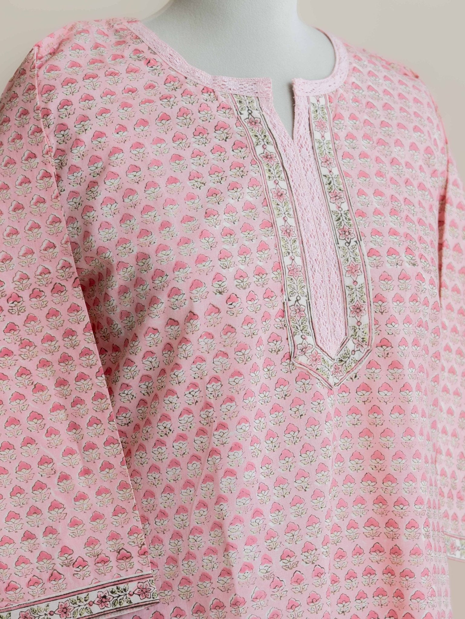 Ajisa Cotton Block Printed Straight Kurta - AINA