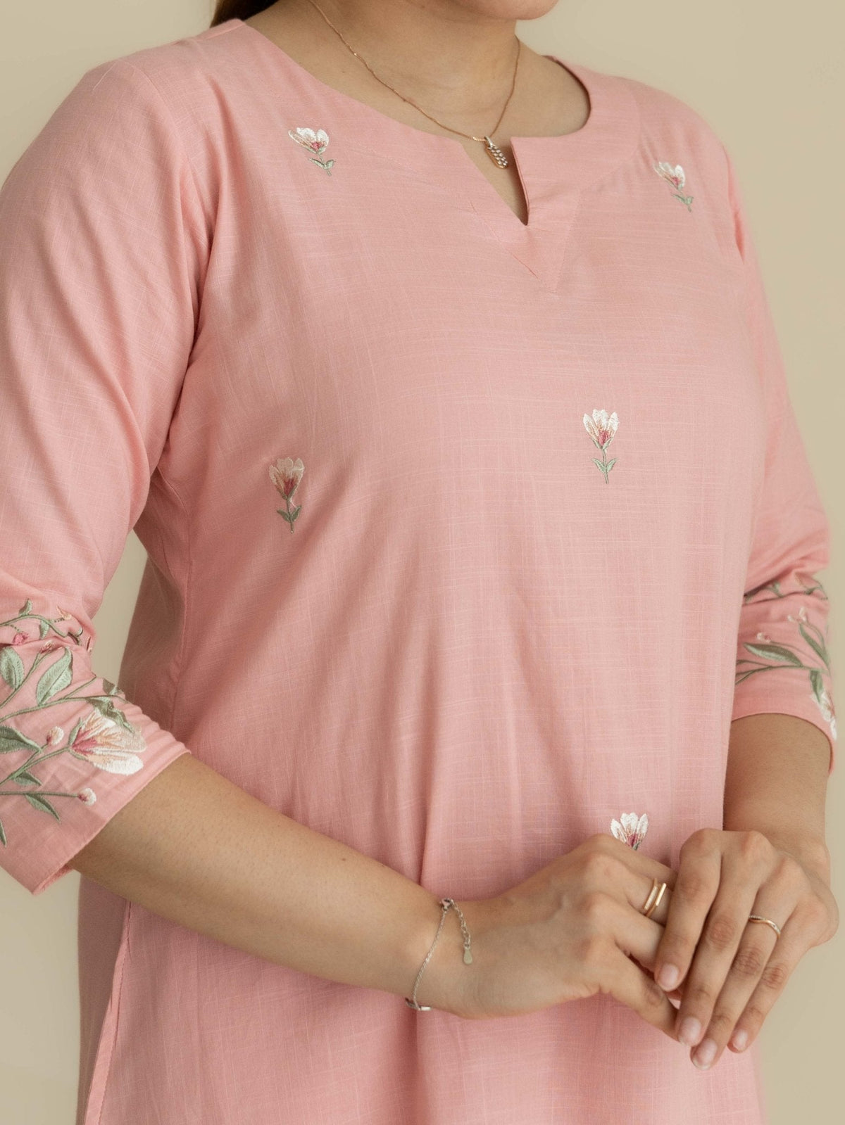 Akira Cotton Slub Embroidered A-Line Kurta - AINA