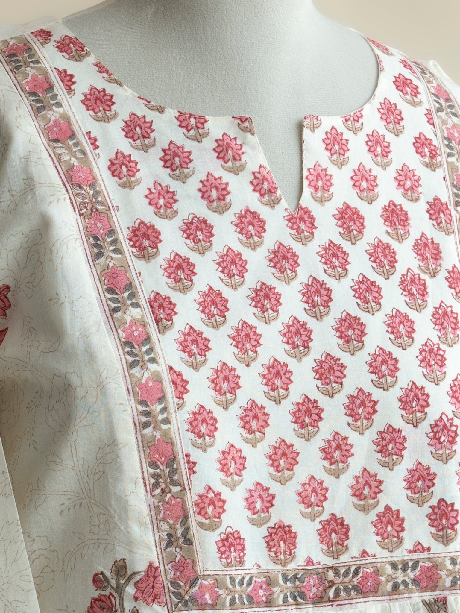 Alanah Cotton Block Printed A - Line Kurta - AINA