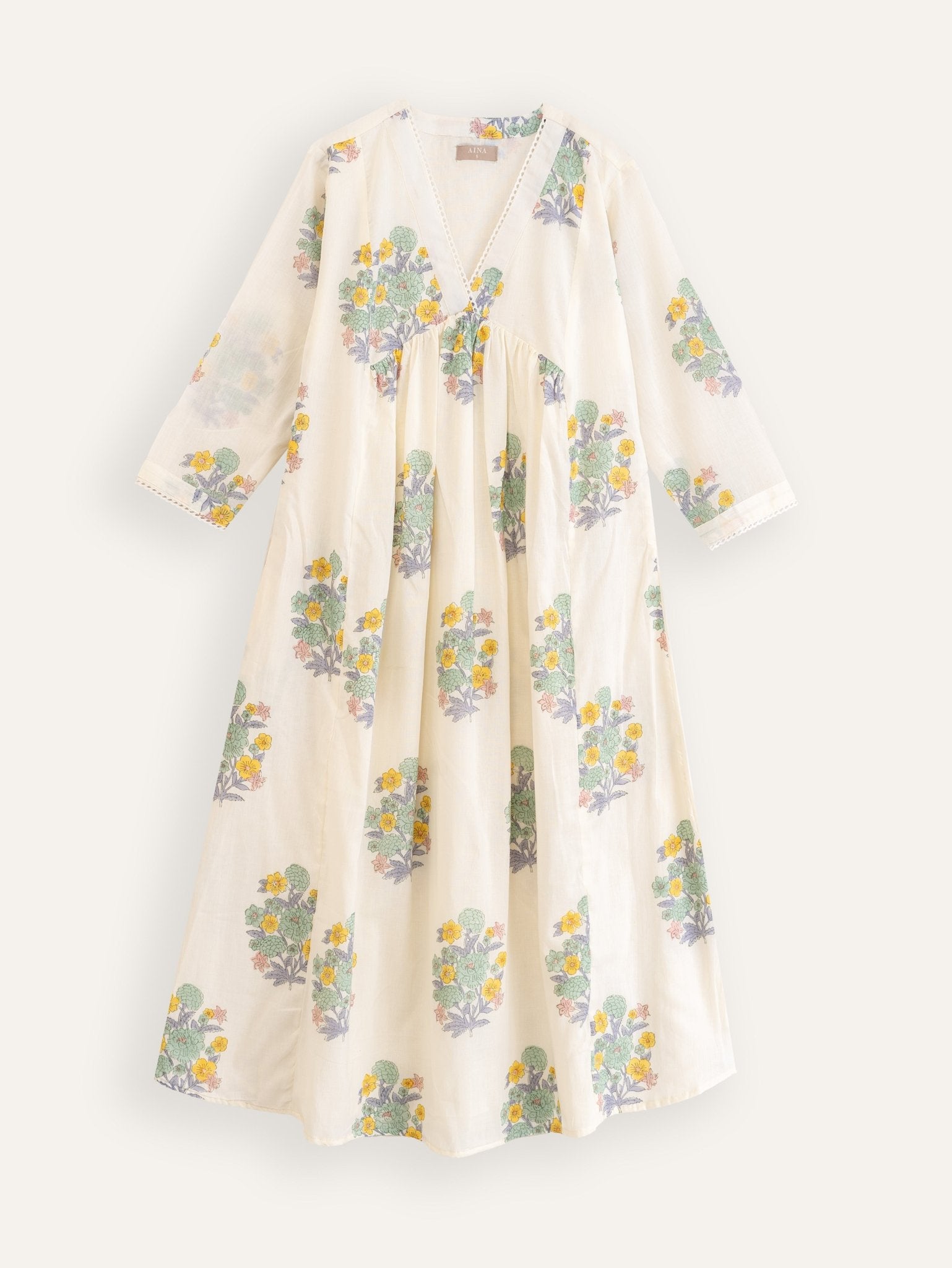 Aleena Cotton Block Printed A - Line Kurta - AINA