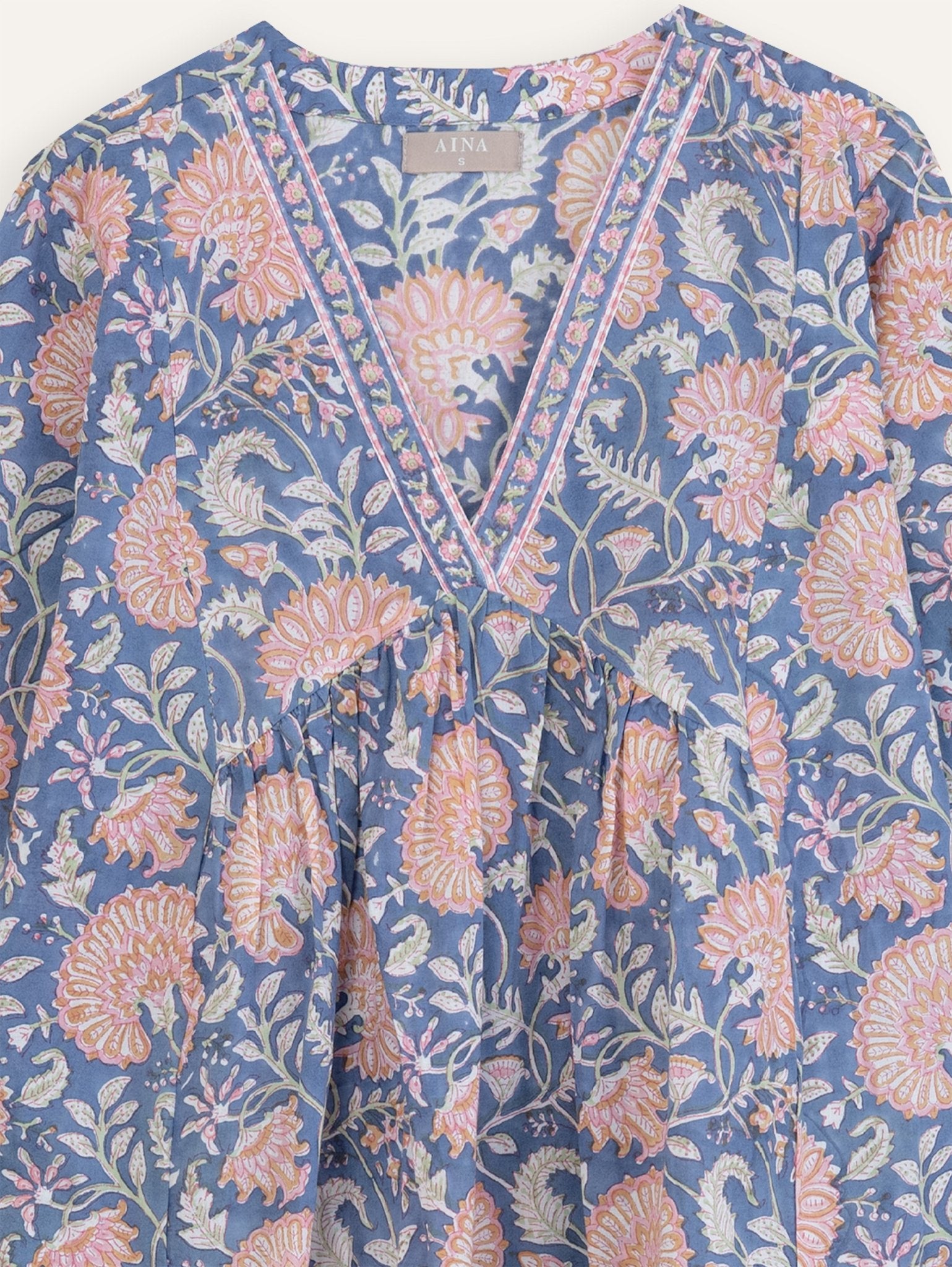 Aleesha Cotton Block Printed A - Line Kurta - AINA