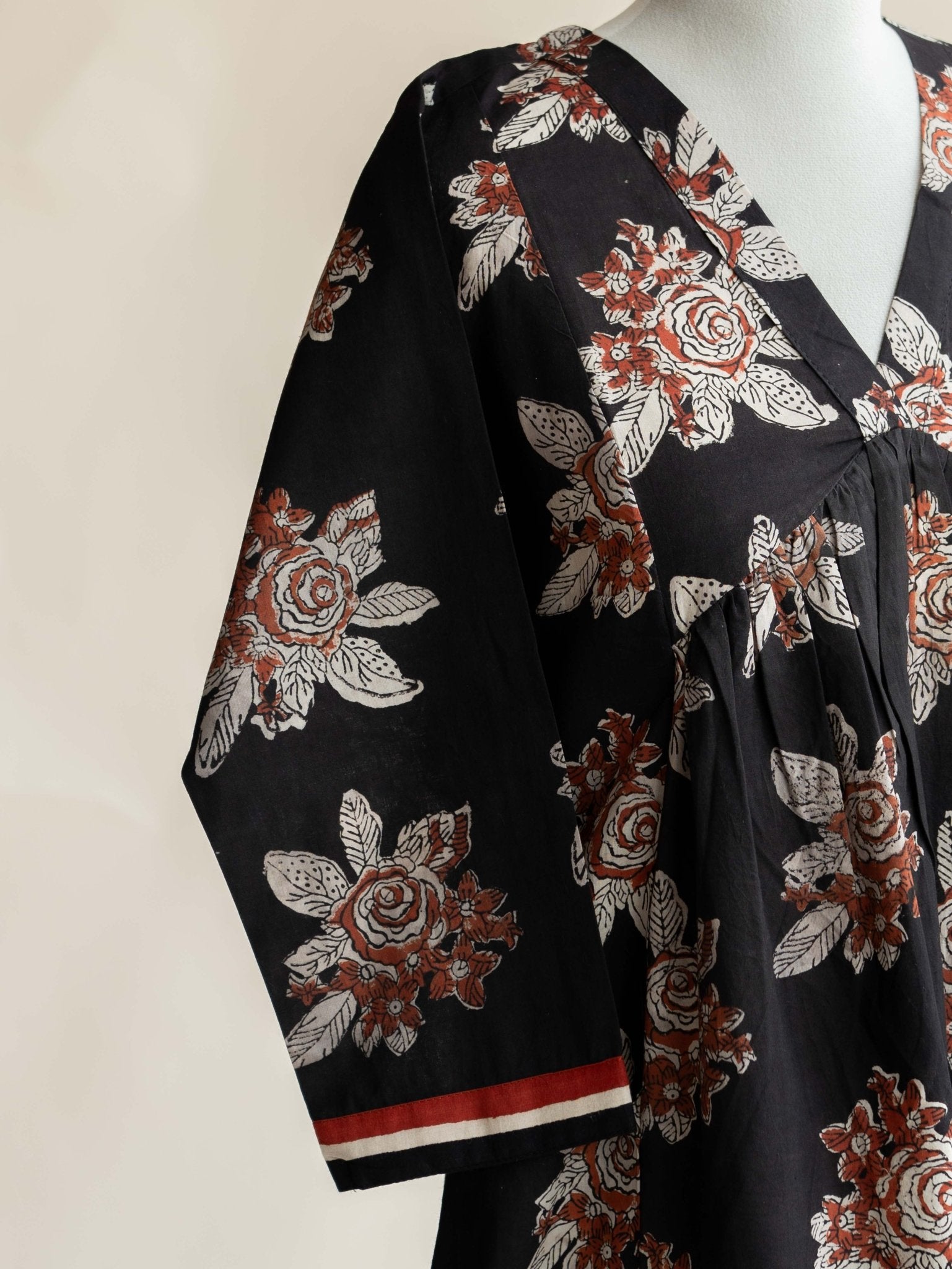 Aleeza Cotton Block Printed A - Line Kurta - AINA
