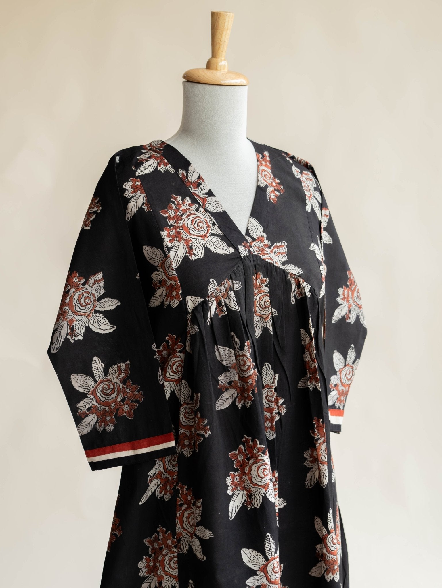 Aleeza Cotton Block Printed A - Line Kurta - AINA