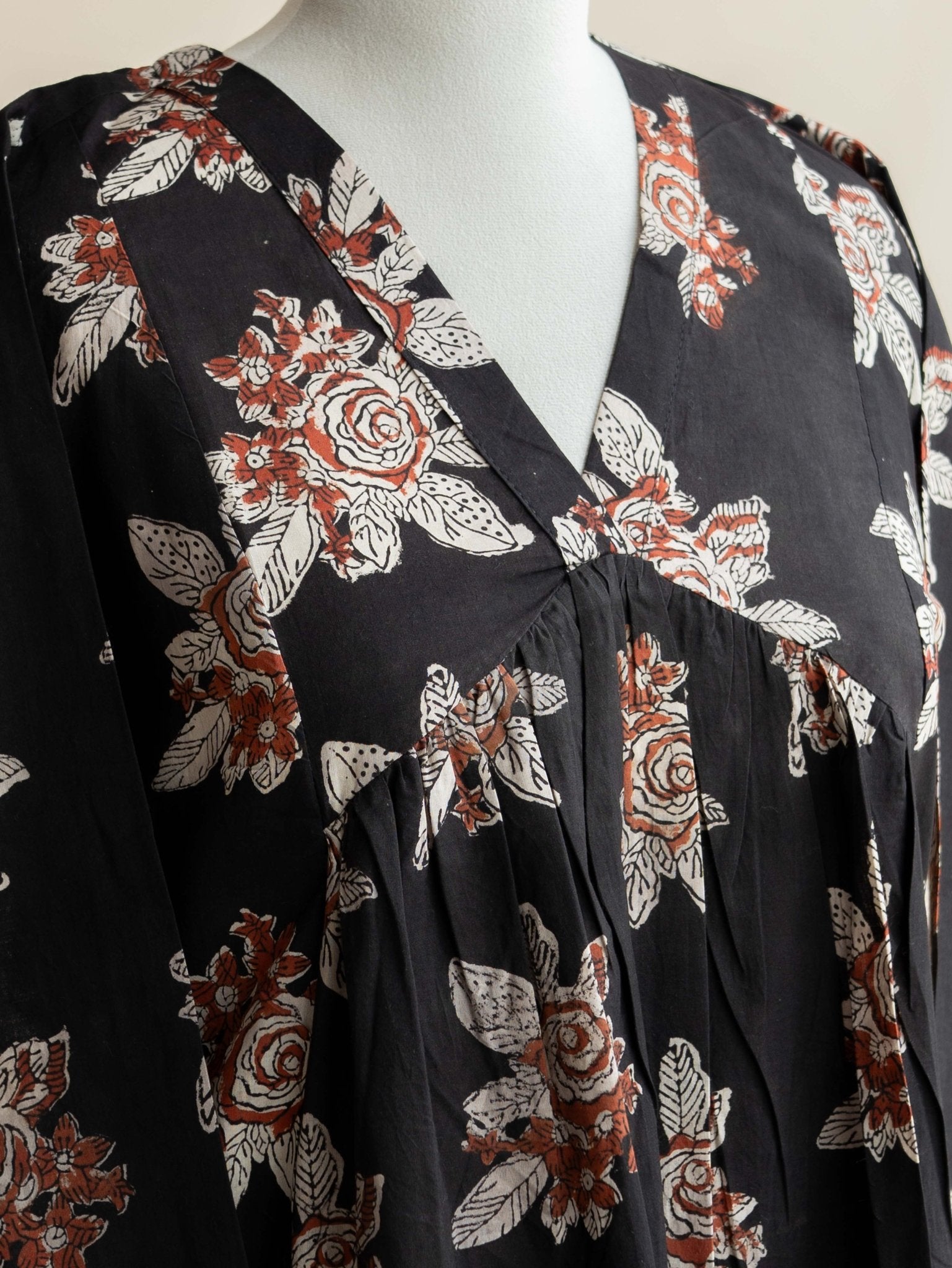 Aleeza Cotton Block Printed A - Line Kurta - AINA