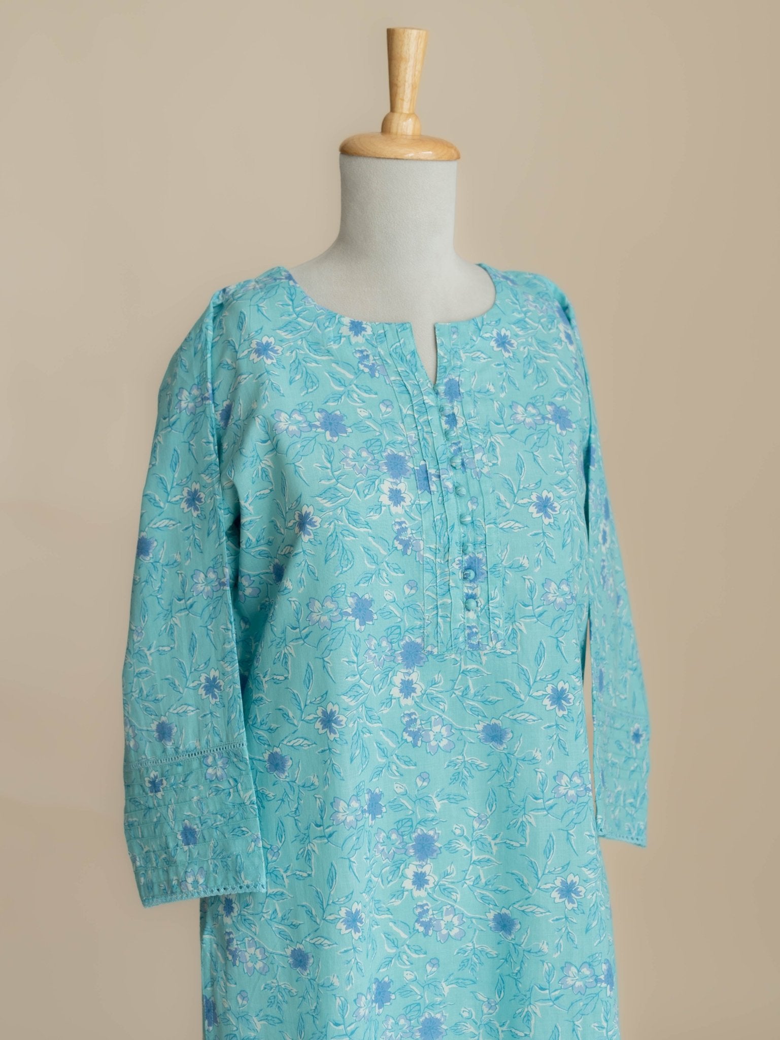 Aleya Cotton Block Printed Straight Kurta - AINA