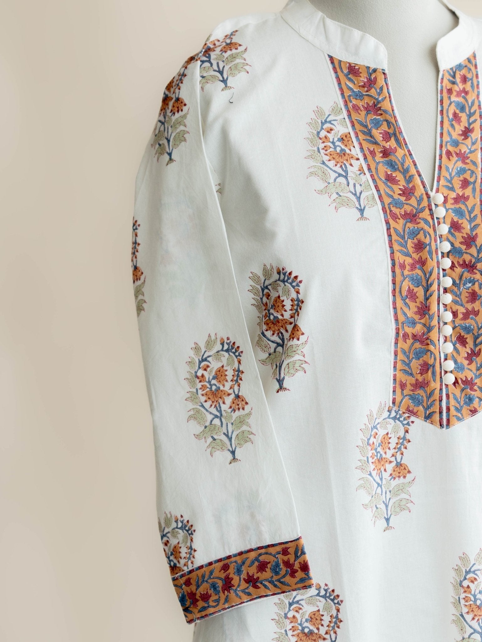 Alisha Cotton Block Printed Straight Kurta - AINA
