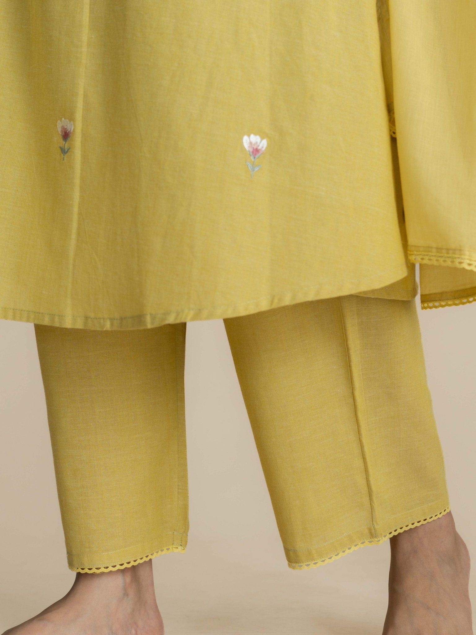 Alisha Cotton Handloom Embroidered A-Line Suit Set - AINA