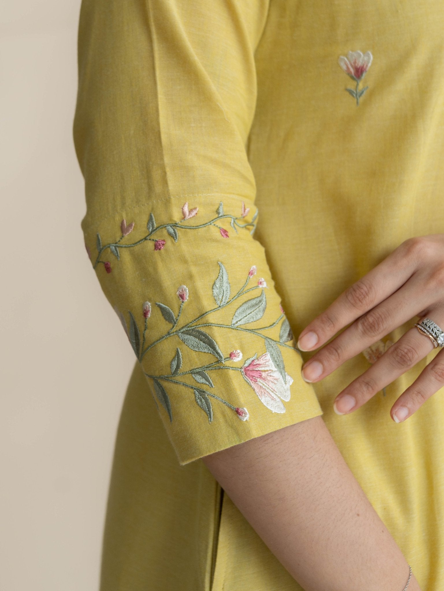 Alisha Cotton Handloom Embroidered A-Line Suit Set - AINA