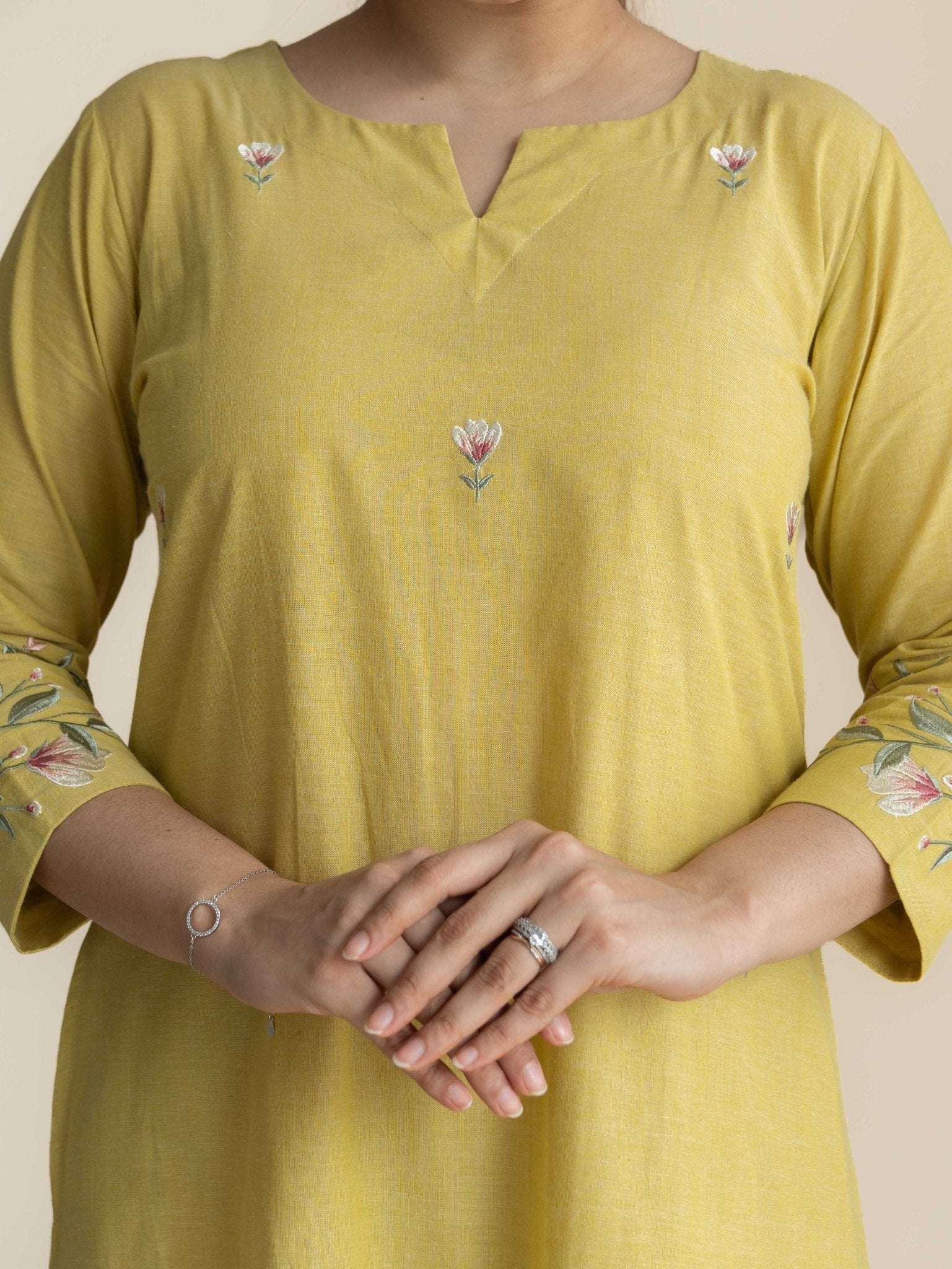 Alisha Cotton Handloom Embroidered A-Line Suit Set - AINA