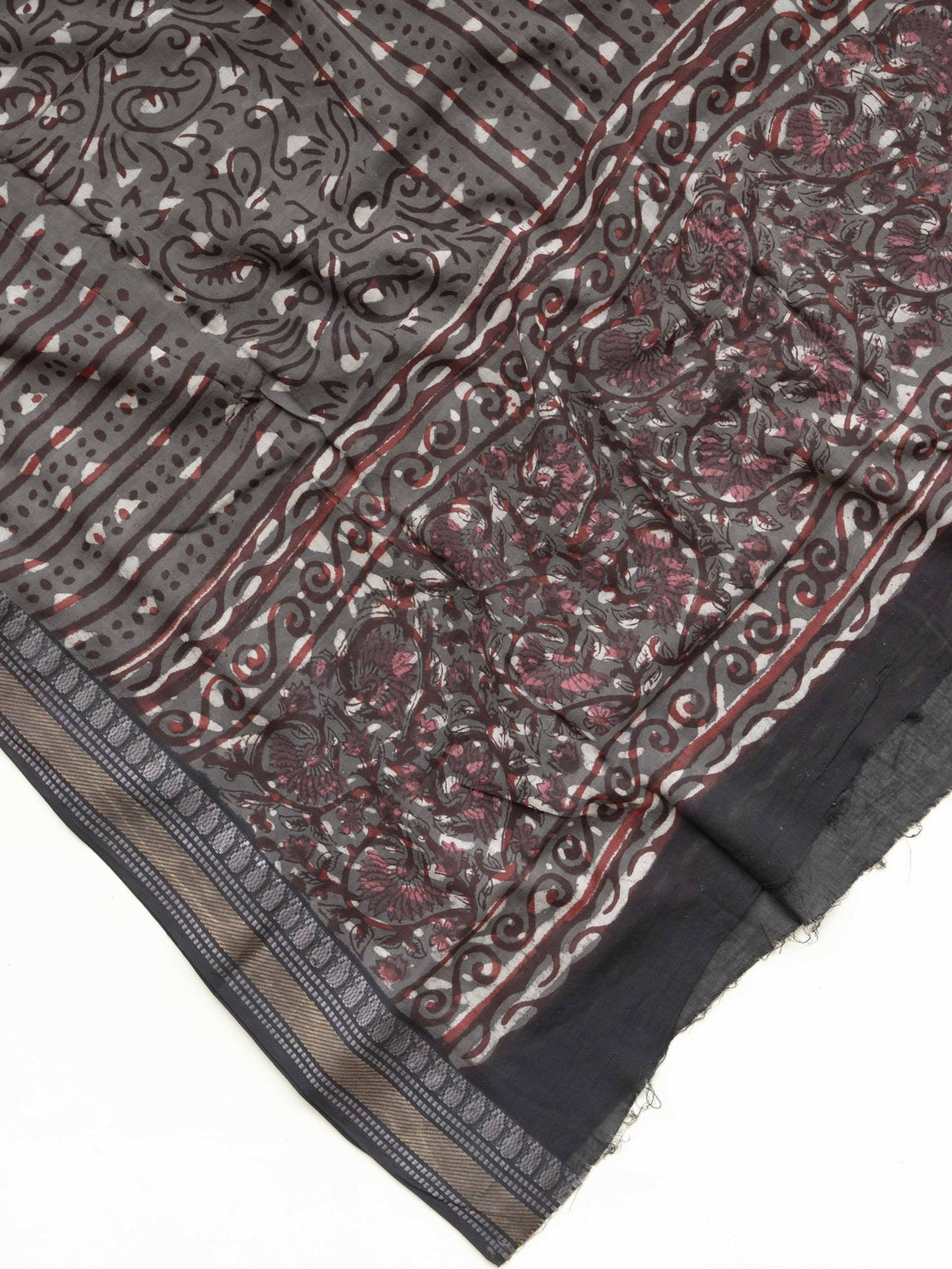 Alora Cotton Block Printed Unstitched Suit Set - 3 Piece - AINA