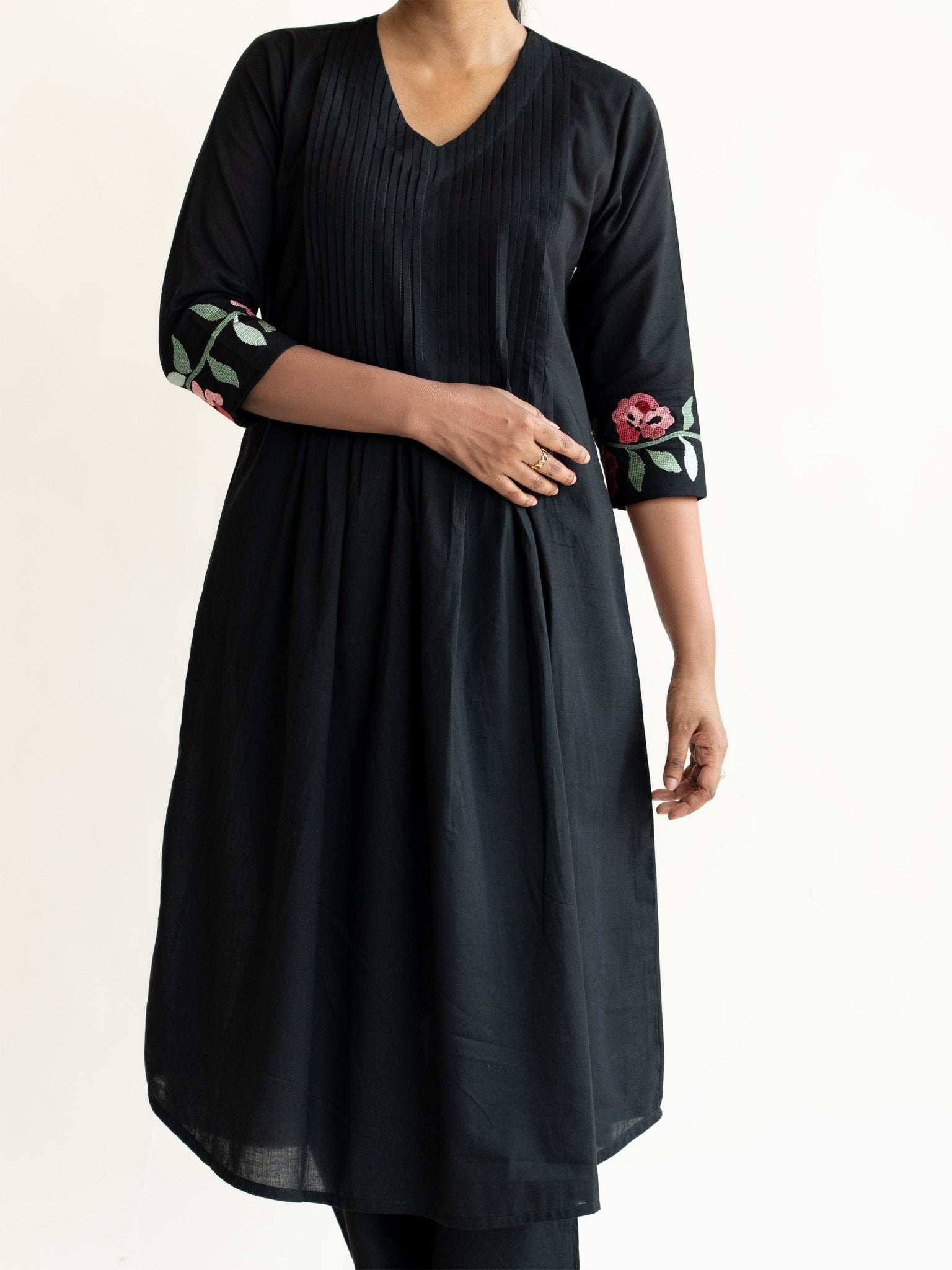 Amaal Cotton Embroidered A - Line Suit Set - AINA